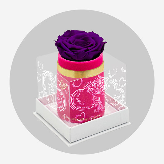 Single Hot Pink Suede Box | Limited Mother's Love Edition | Bright Purple Rose
