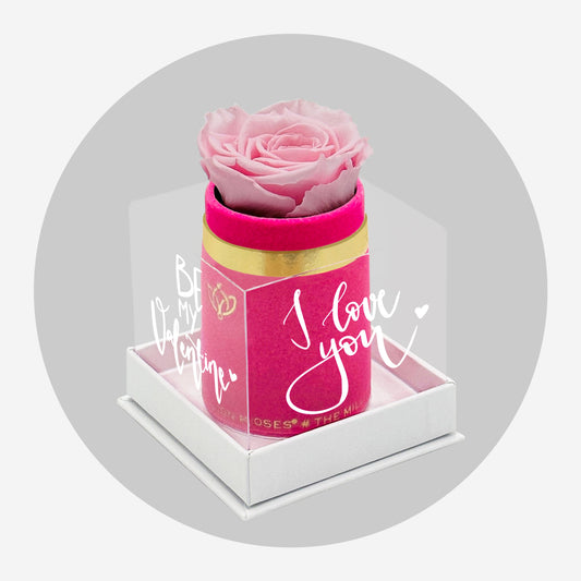 Single Hot Pink Suede Box | Limited Love Note Edition | Light Pink Rose