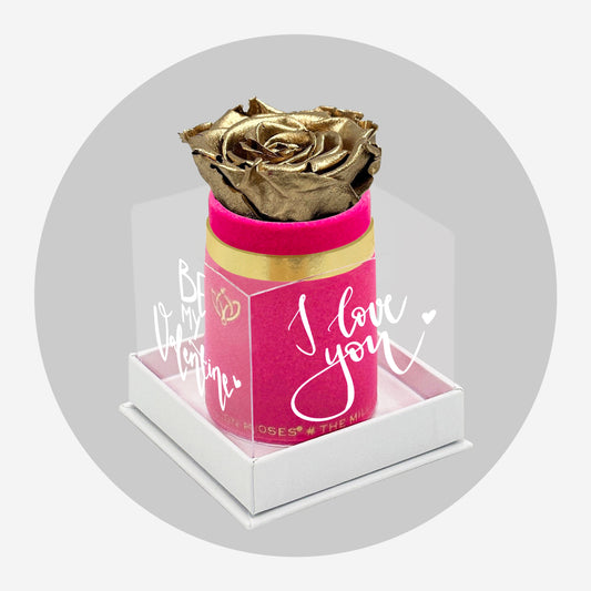 Single Hot Pink Suede Box | Limited Love Note Edition | Gold Rose