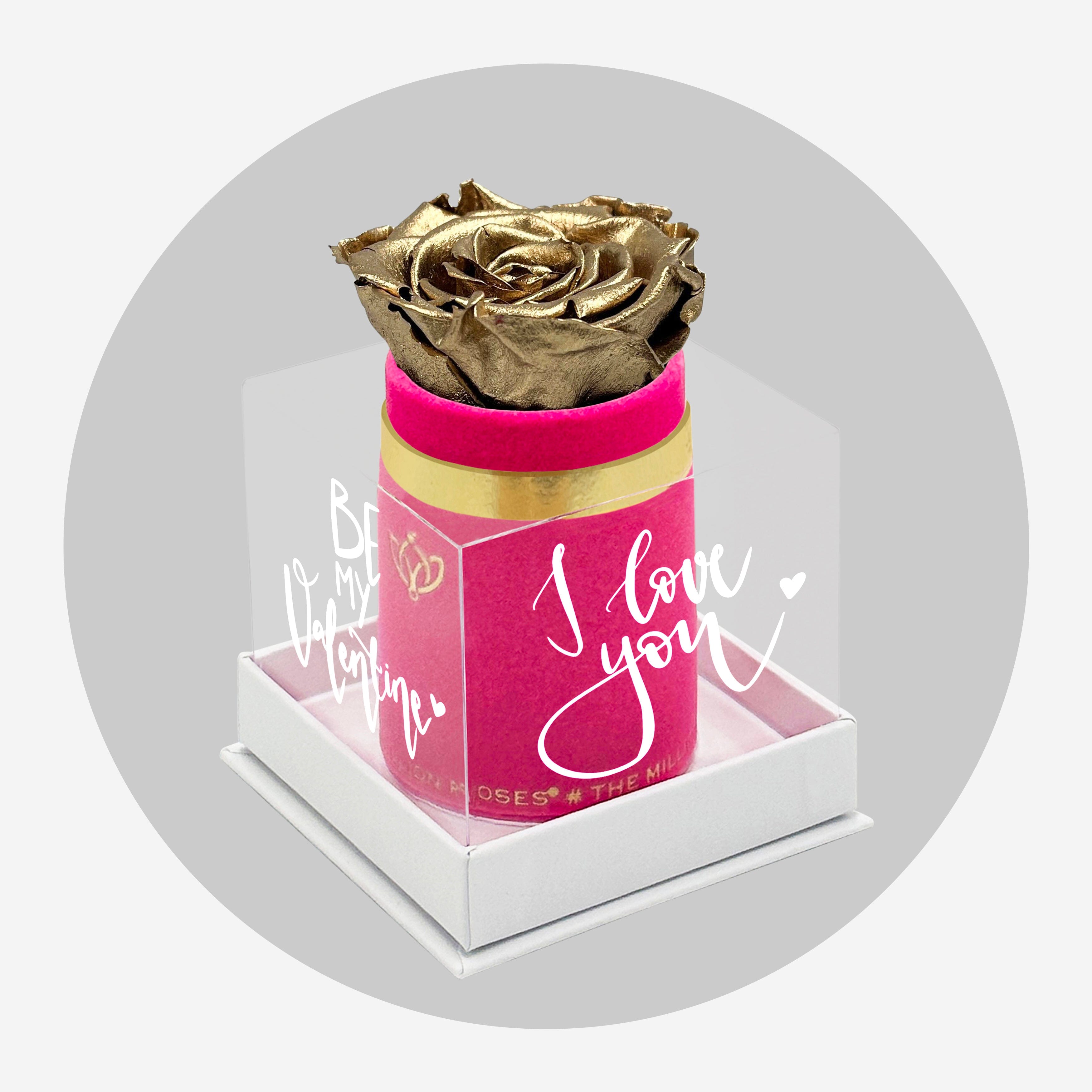 Single Hot Pink Suede Box | Limited Love Note Edition | Gold Rose