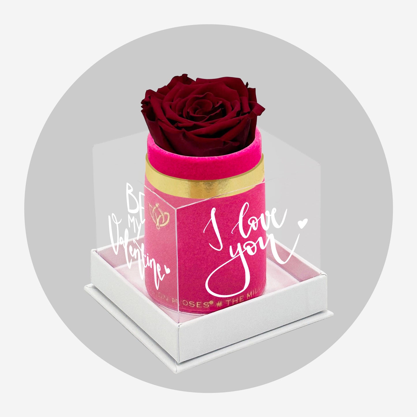 Single Hot Pink Suede Box | Limited Love Note Edition | Red Rose