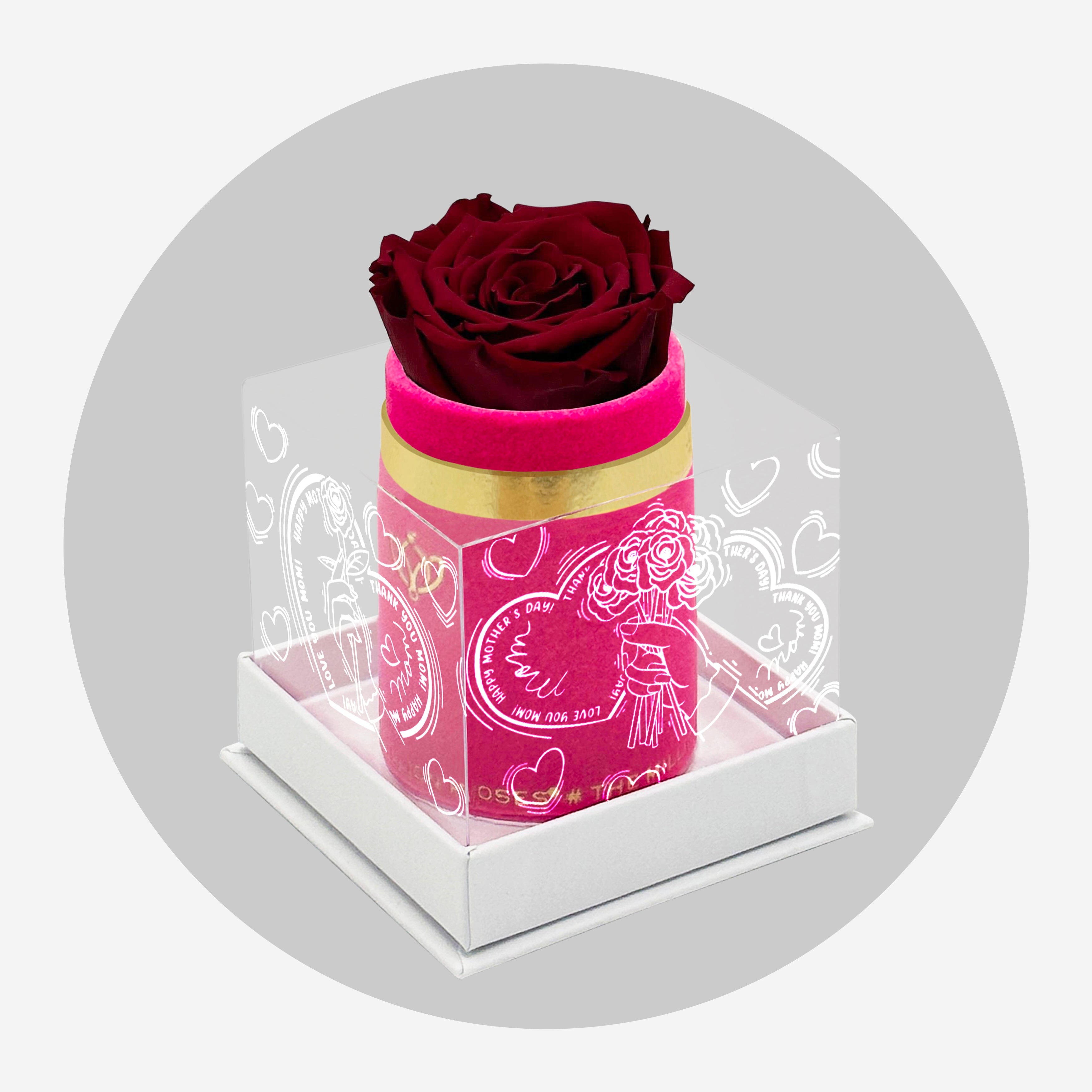 Single Hot Pink Suede Box | Limited Mother's Love Edition | Red Rose