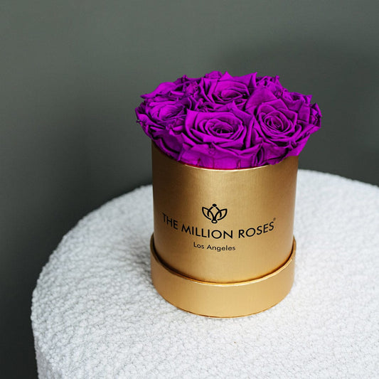 Boîte Basic Dorée | Roses Violet Vif 