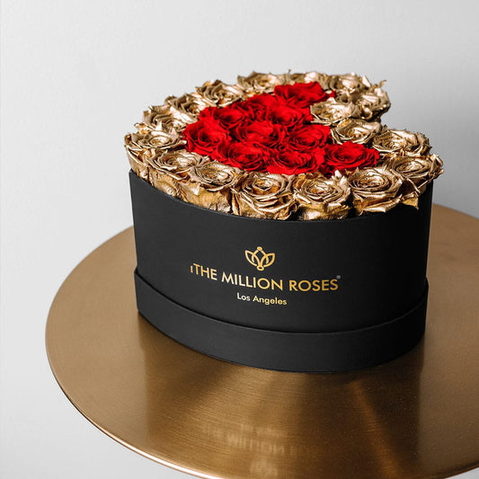 Heart Black Box | 24K Gold & Red Roses