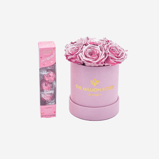 Cutie de piele întoarsă roz deschis Basic | Trandafiri roz aurii