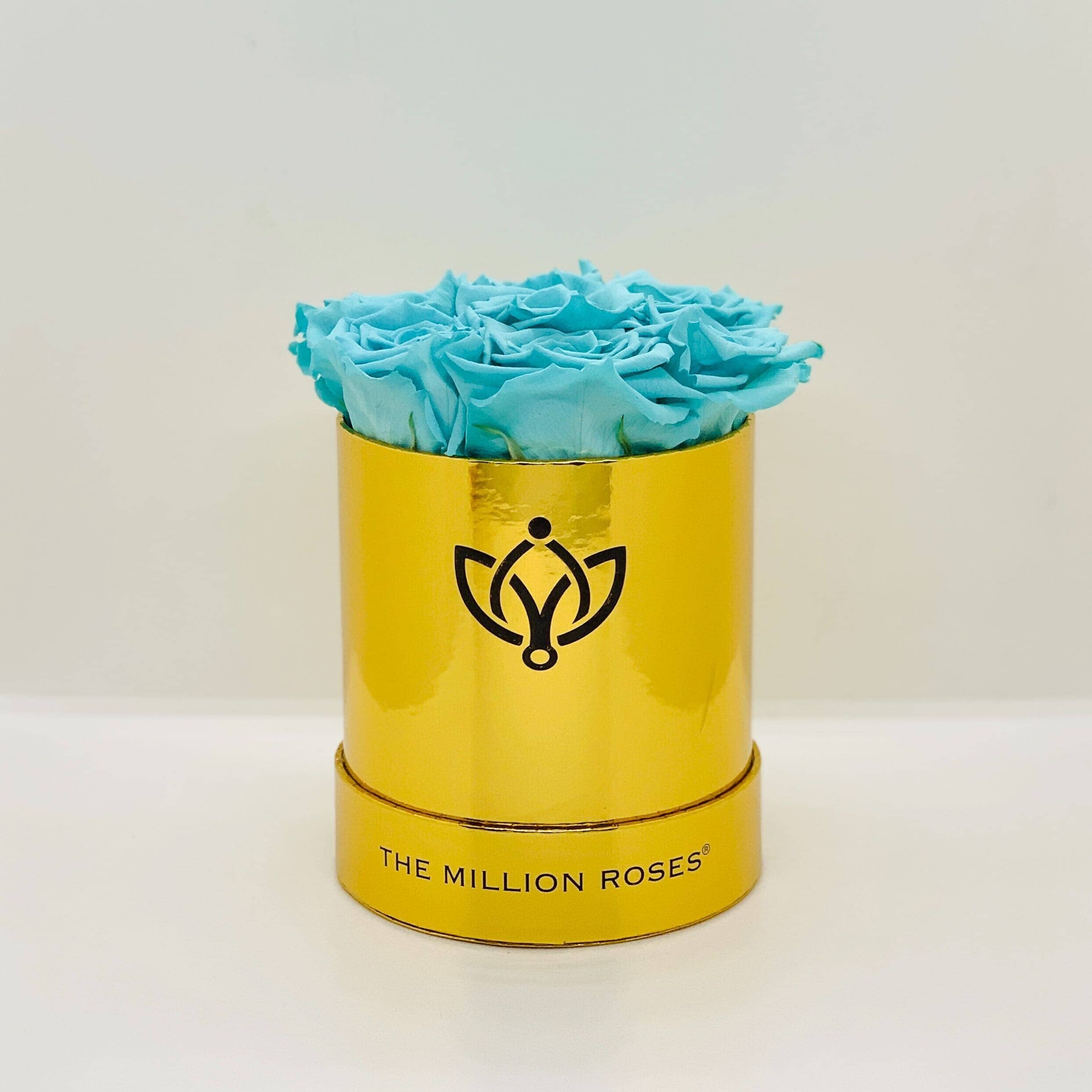 Basic Mirror Gold Box | Turquoise Roses - The Million Roses