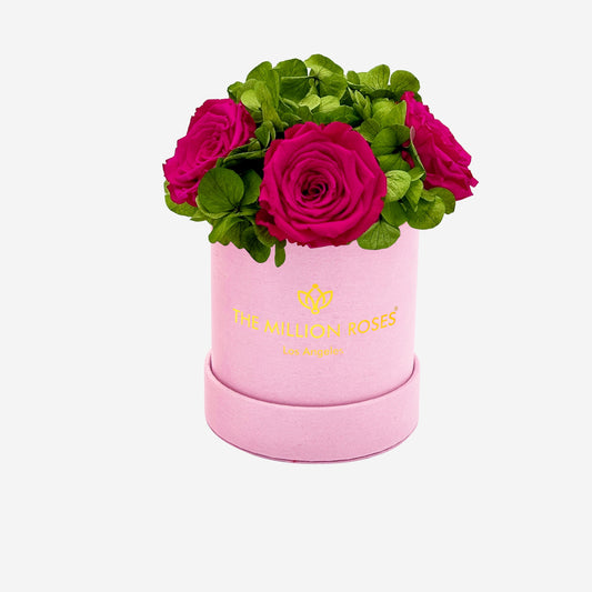 Basic Light Pink Suede Garden Box | Hot Pink Roses