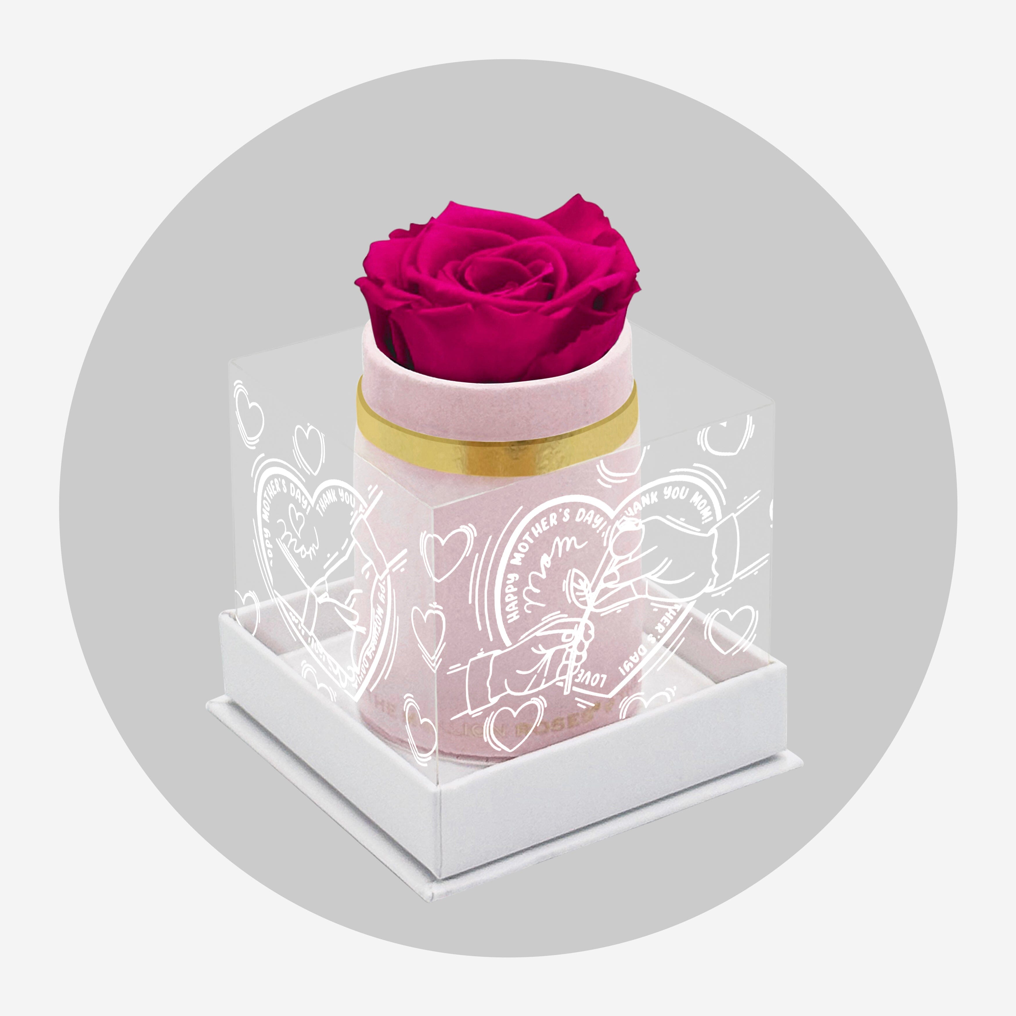 Single Light Pink Suede Box | Limited Mother's Love Edition | Hot Pink Rose