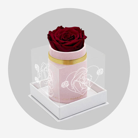 Single Light Pink Suede Box | Limited Mother's Day Edition | Red Rose