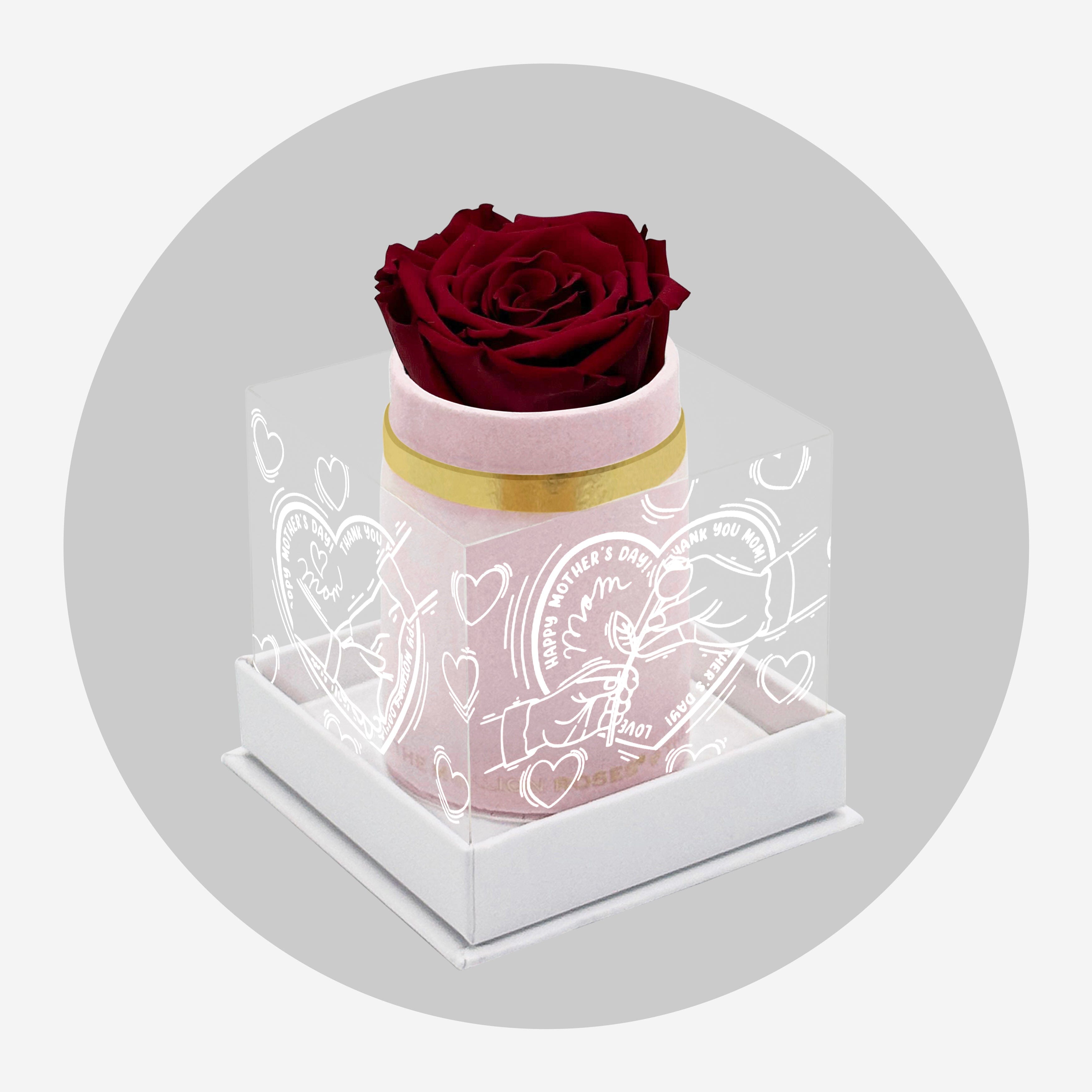 Single Light Pink Suede Box | Limited Mother's Love Edition | Red Rose