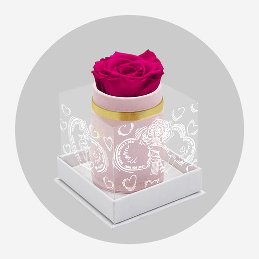Single Svetlo Rúžový Suede Box | Limited Mother's Love Edition | Sýto rúžová ruža