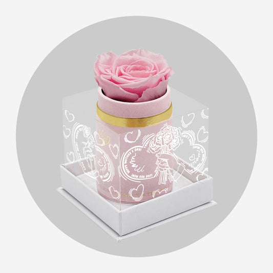 Single Svetlo Rúžový Suede Box | Limited Mother's Love Edition | Svetlo rúžová ruža