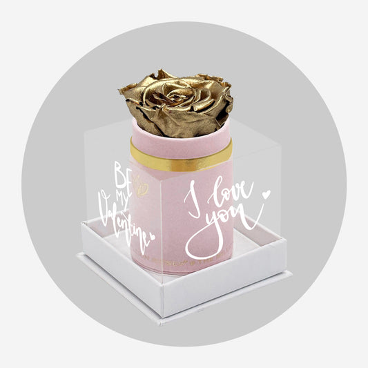 Single Light Pink Suede Box | Limited Love Note Edition | Gold Rose