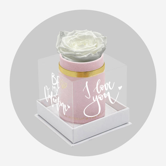 Single Light Pink Suede Box | Limited Love Note Edition | White Rose