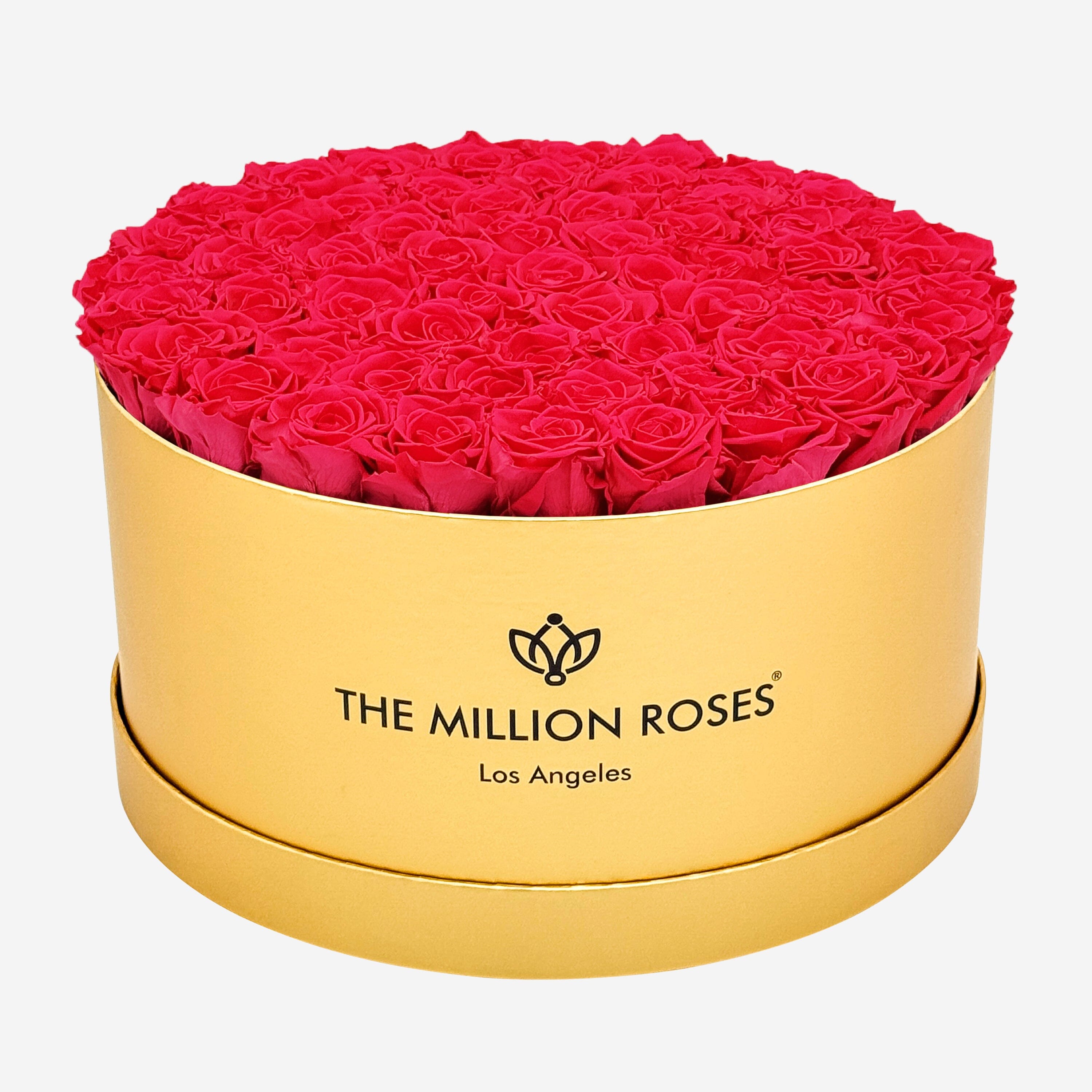 Cutie aurie mată de lux | Trandafiri roz aprins