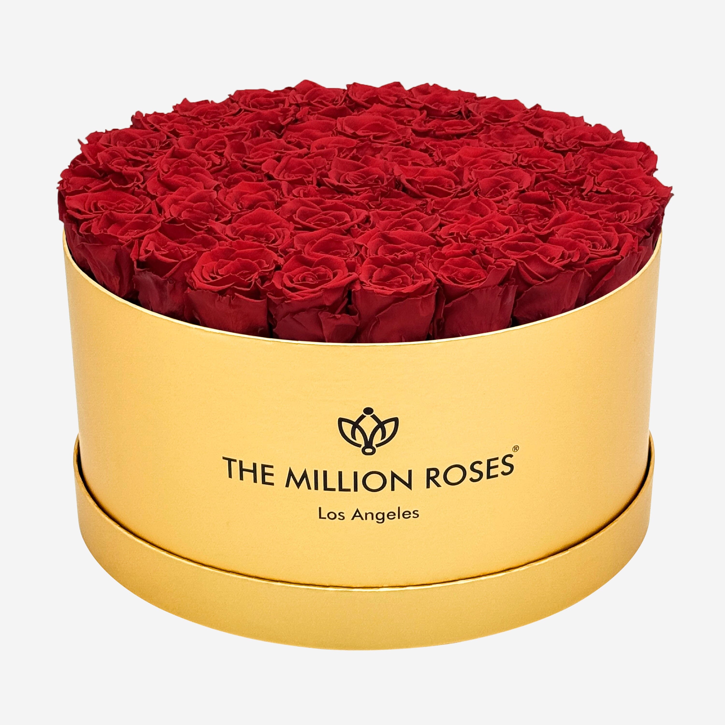 Cutie aurie mată de lux | Trandafiri roșii