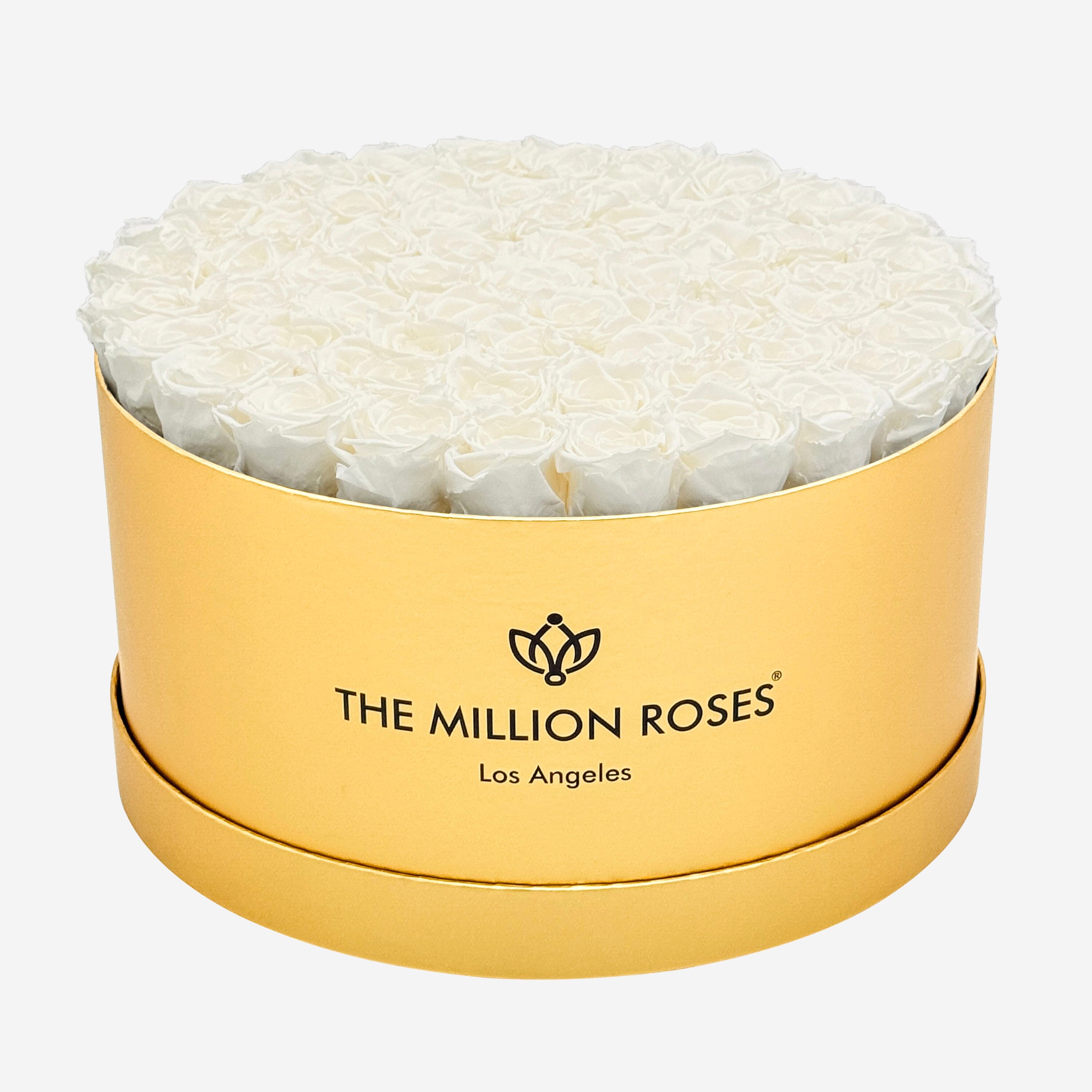 Cutie aurie mată de lux | Trandafiri albi