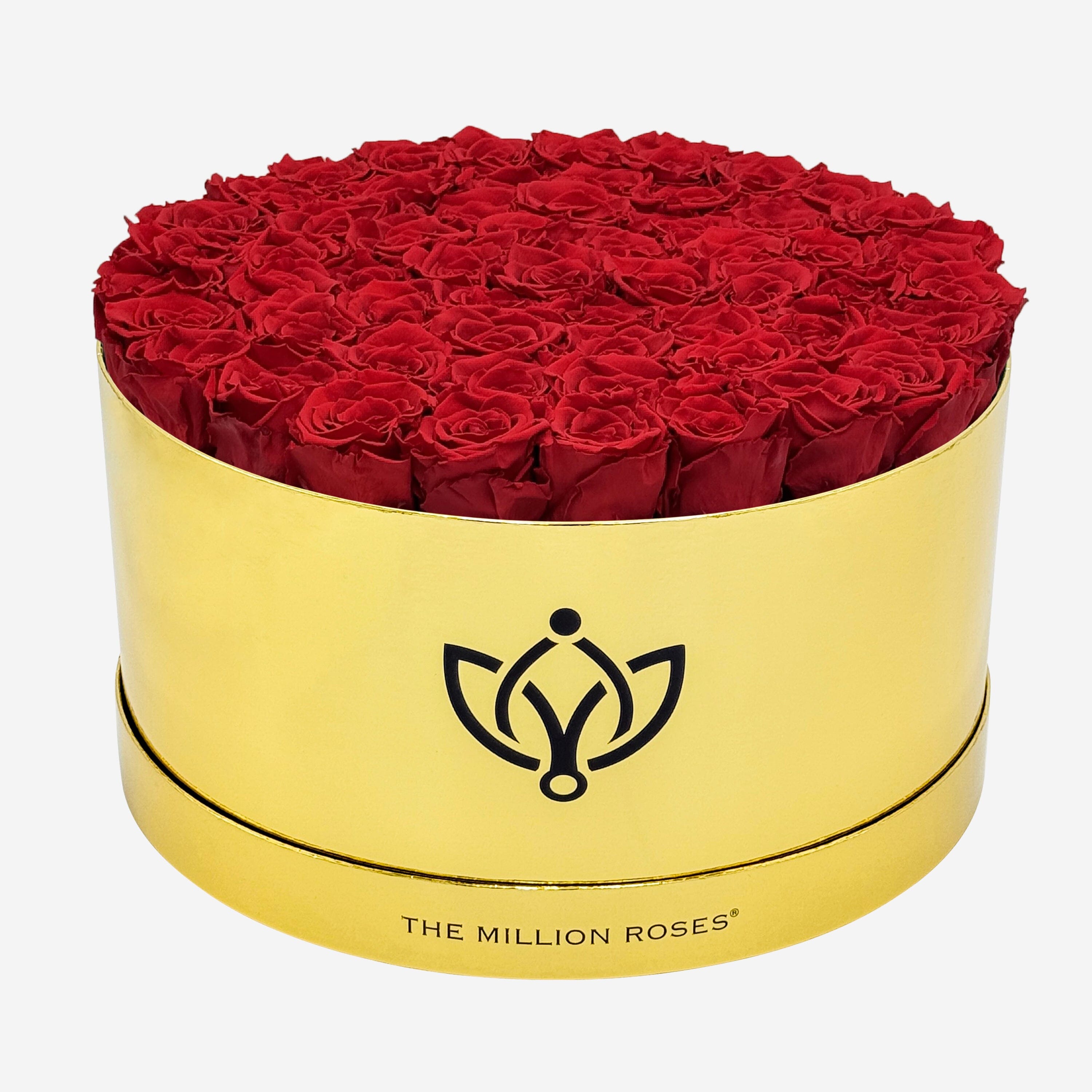 Miroir de luxe Boîte dorée | Roses rouges