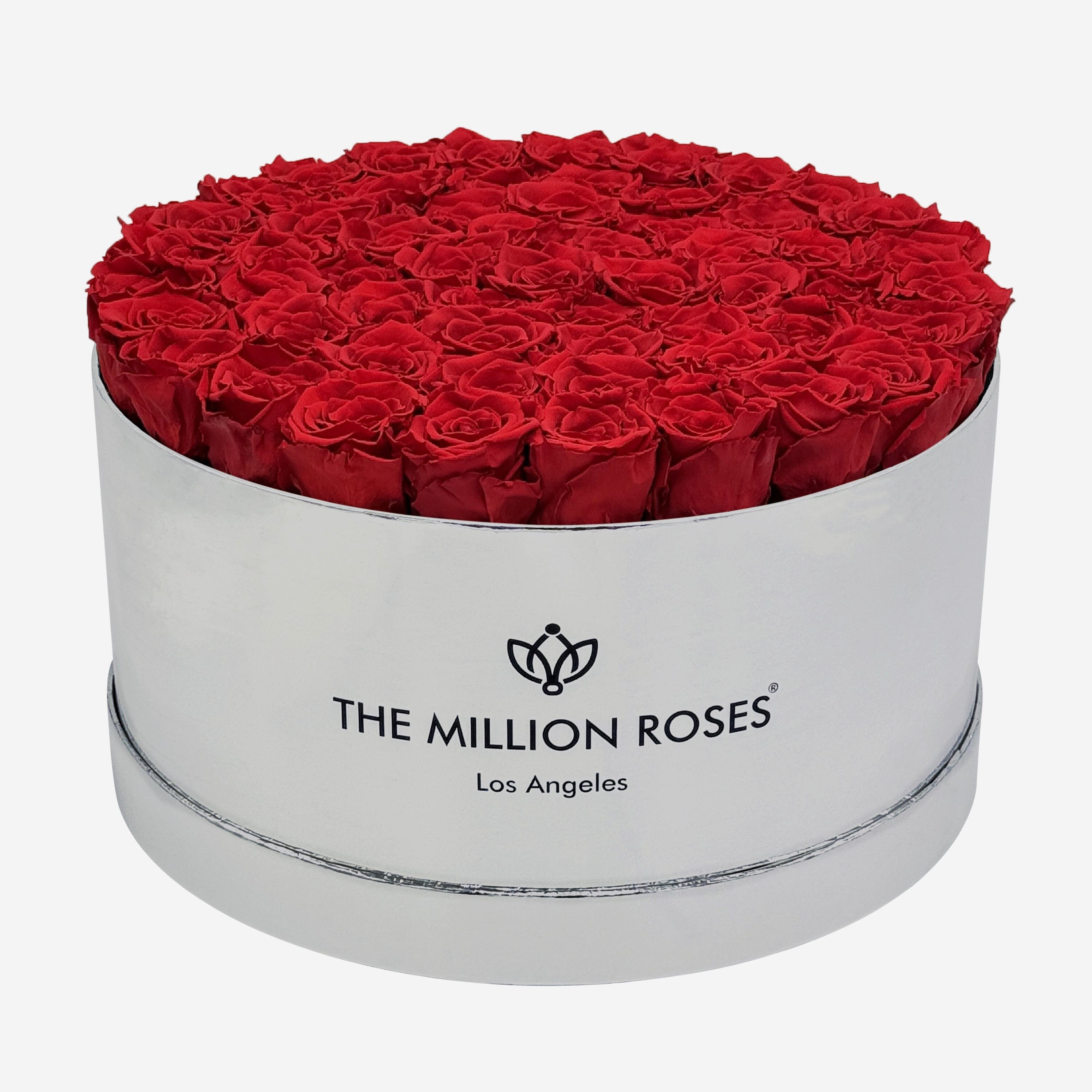 Miroir de luxe Boîte argentée | Roses rouges