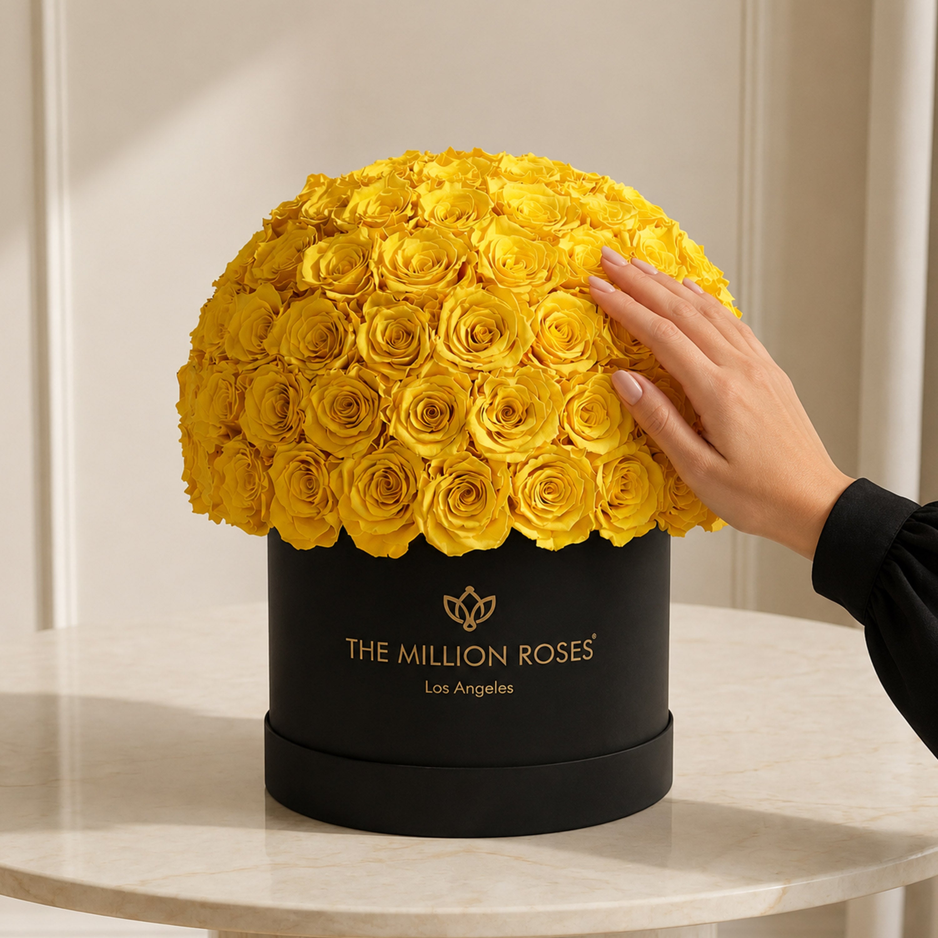 Supreme Black Superdome Box | Yellow Roses