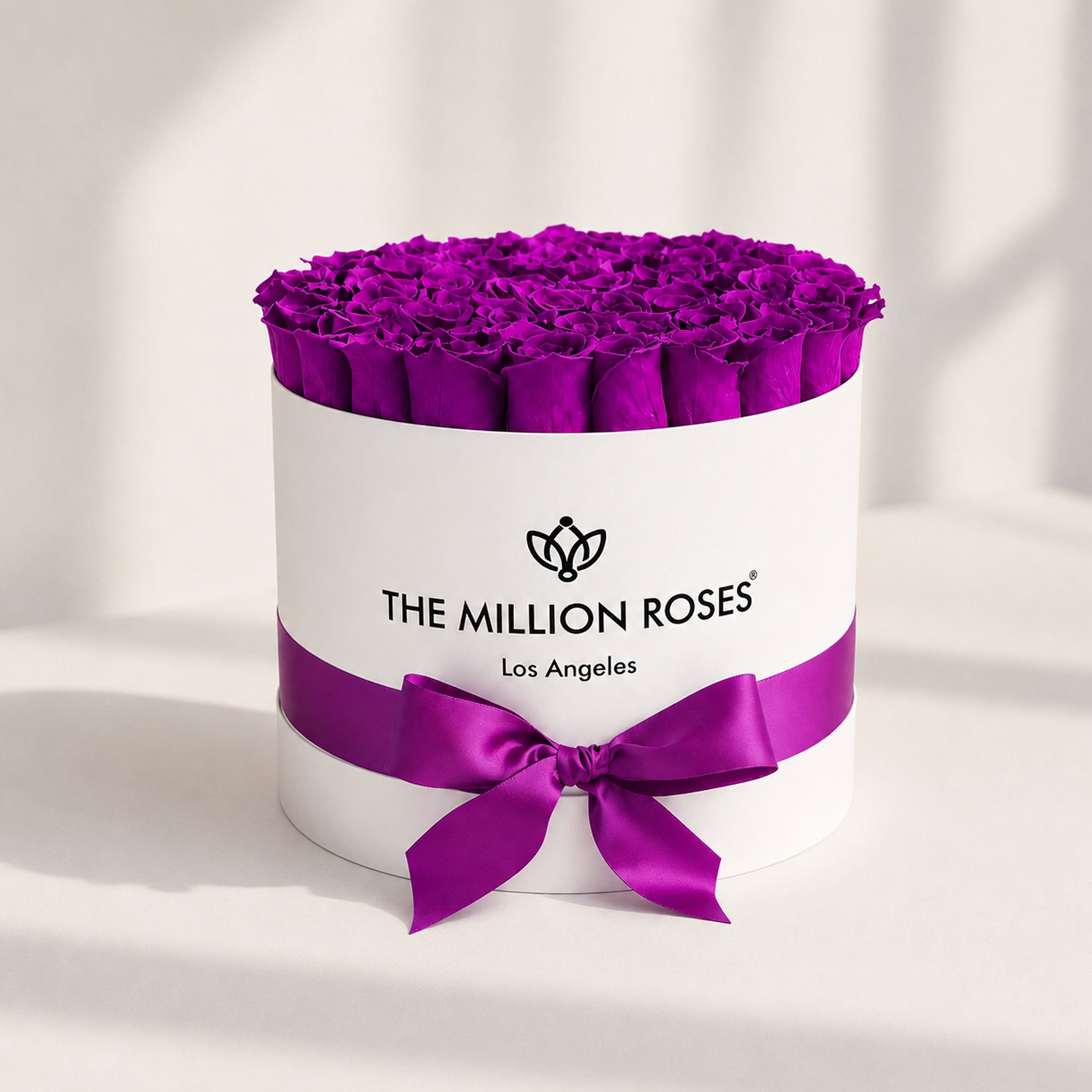 Supreme White Box | Bright Purple Roses
