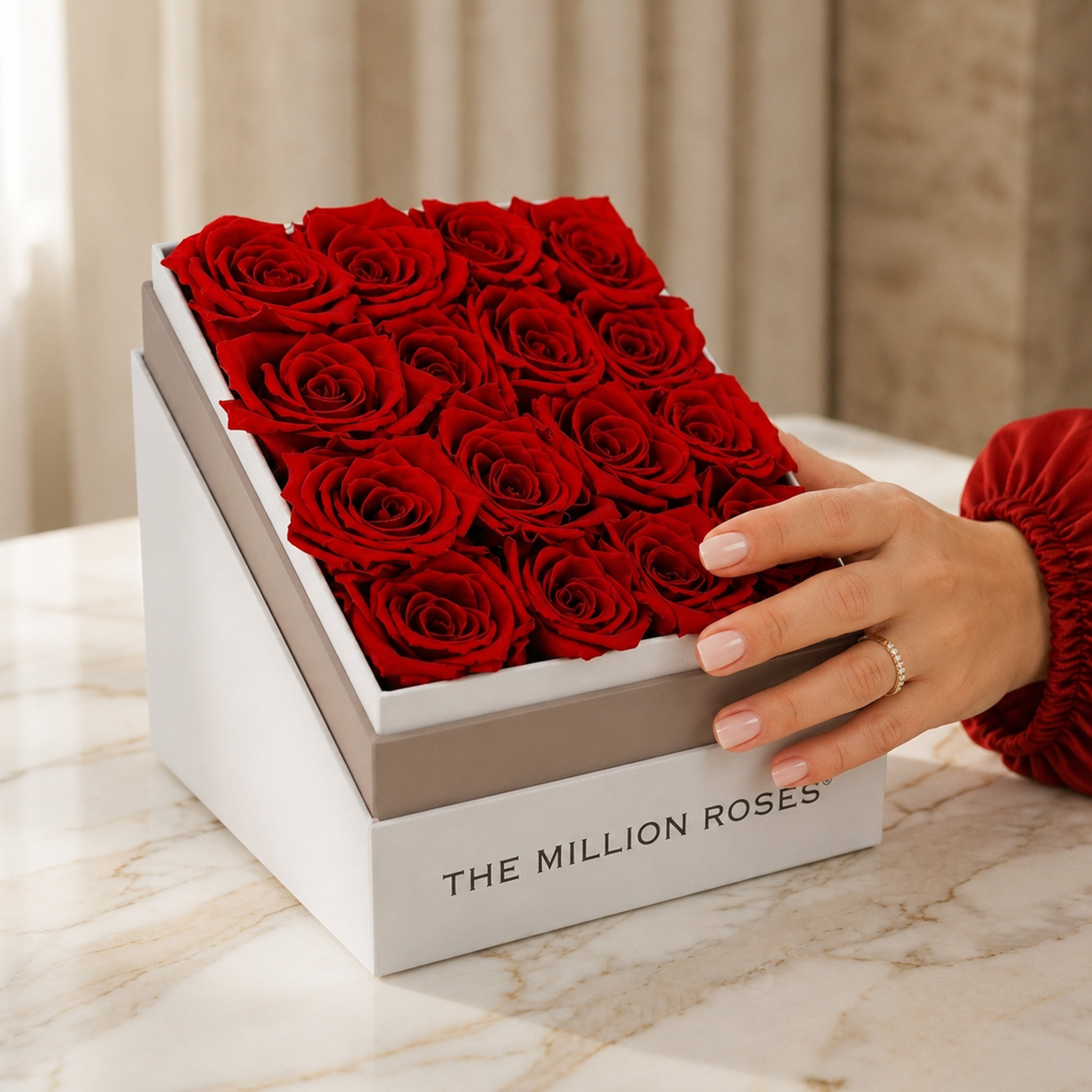 Square White Box | Red Roses