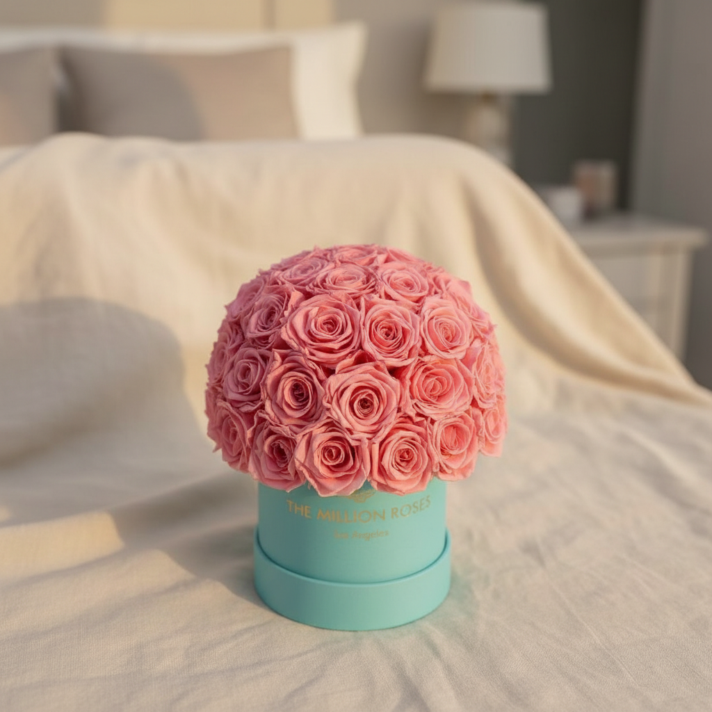 Cutie Superdome din piele de căprioară verde mentă de bază | Trandafiri roz deschis