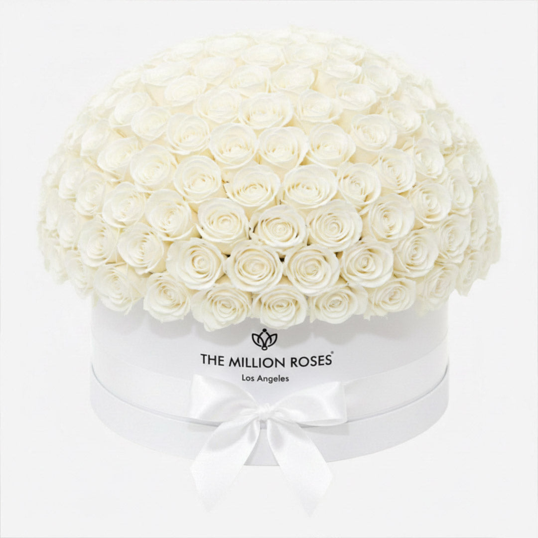 Boîte dôme blanc de luxe | Roses rouges