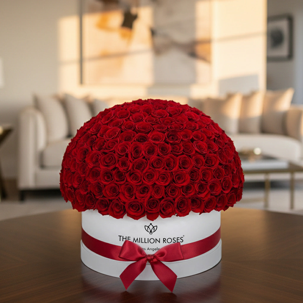 Deluxe White Dome Box | Red Roses