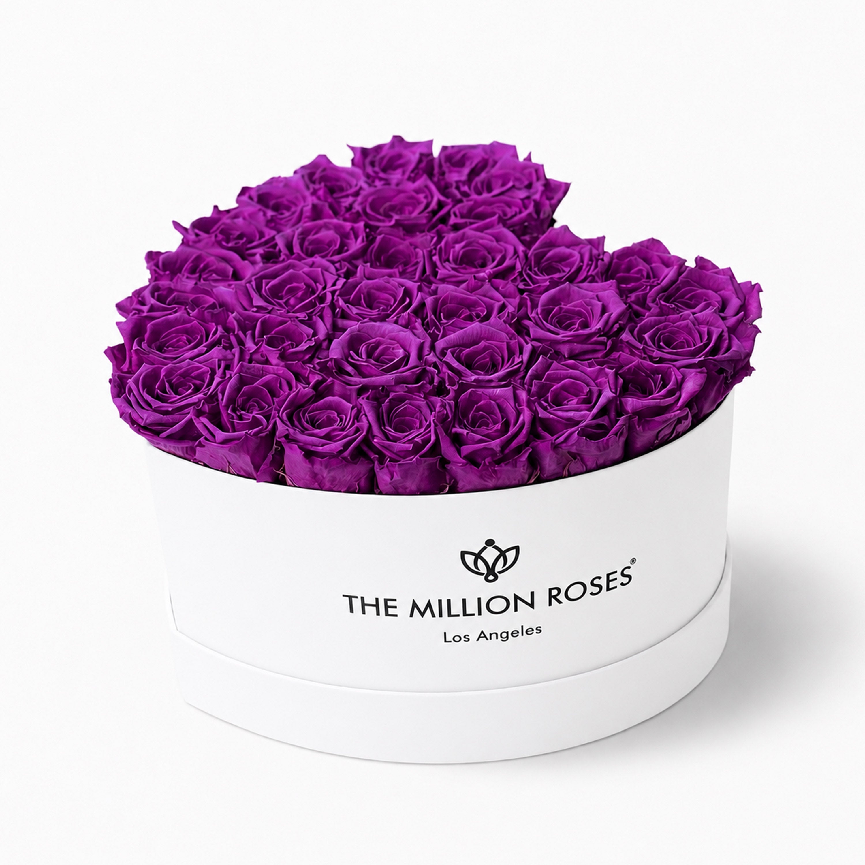 Heart White Box | Bright Purple Roses