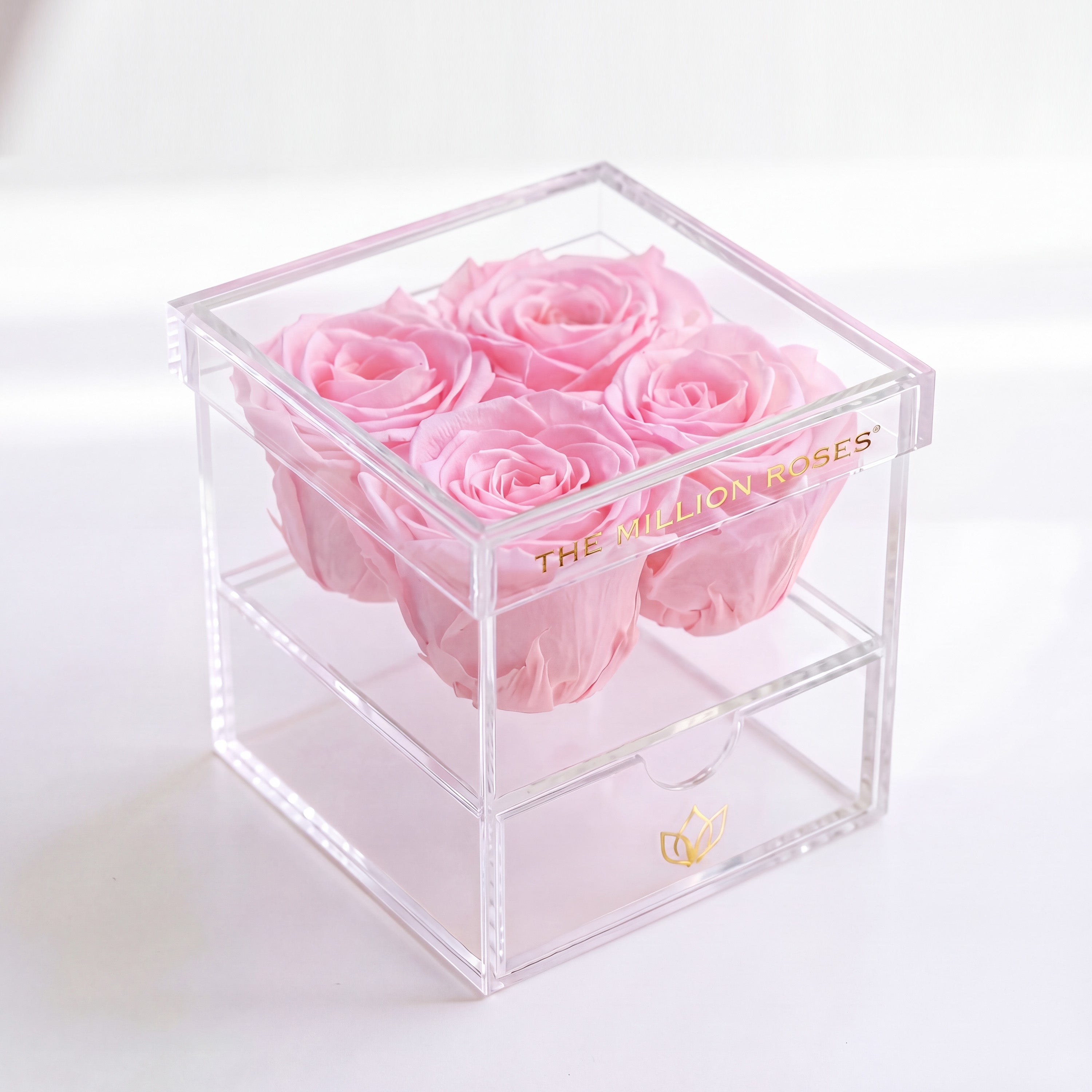 Acrylic 4 Drawer Box | Light Pink Roses