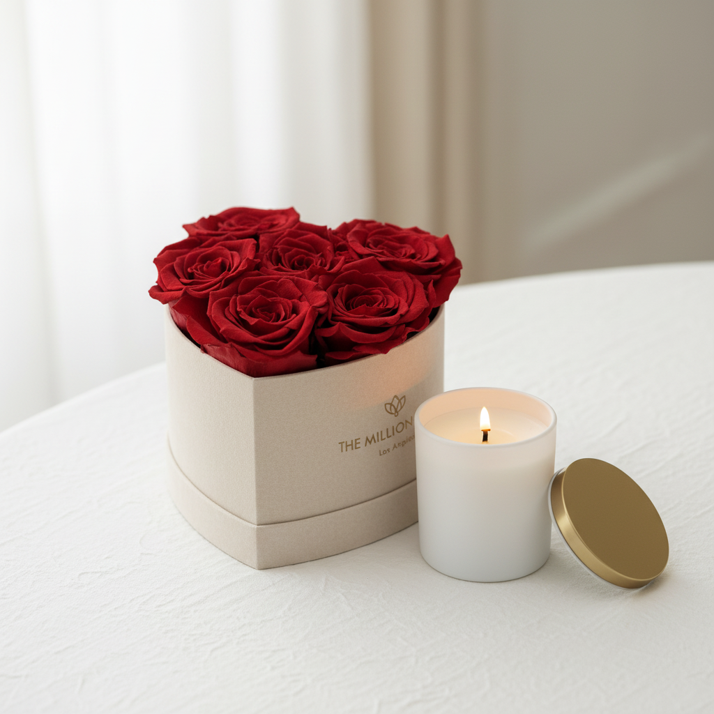 Baby Heart Beige Box | Red Roses