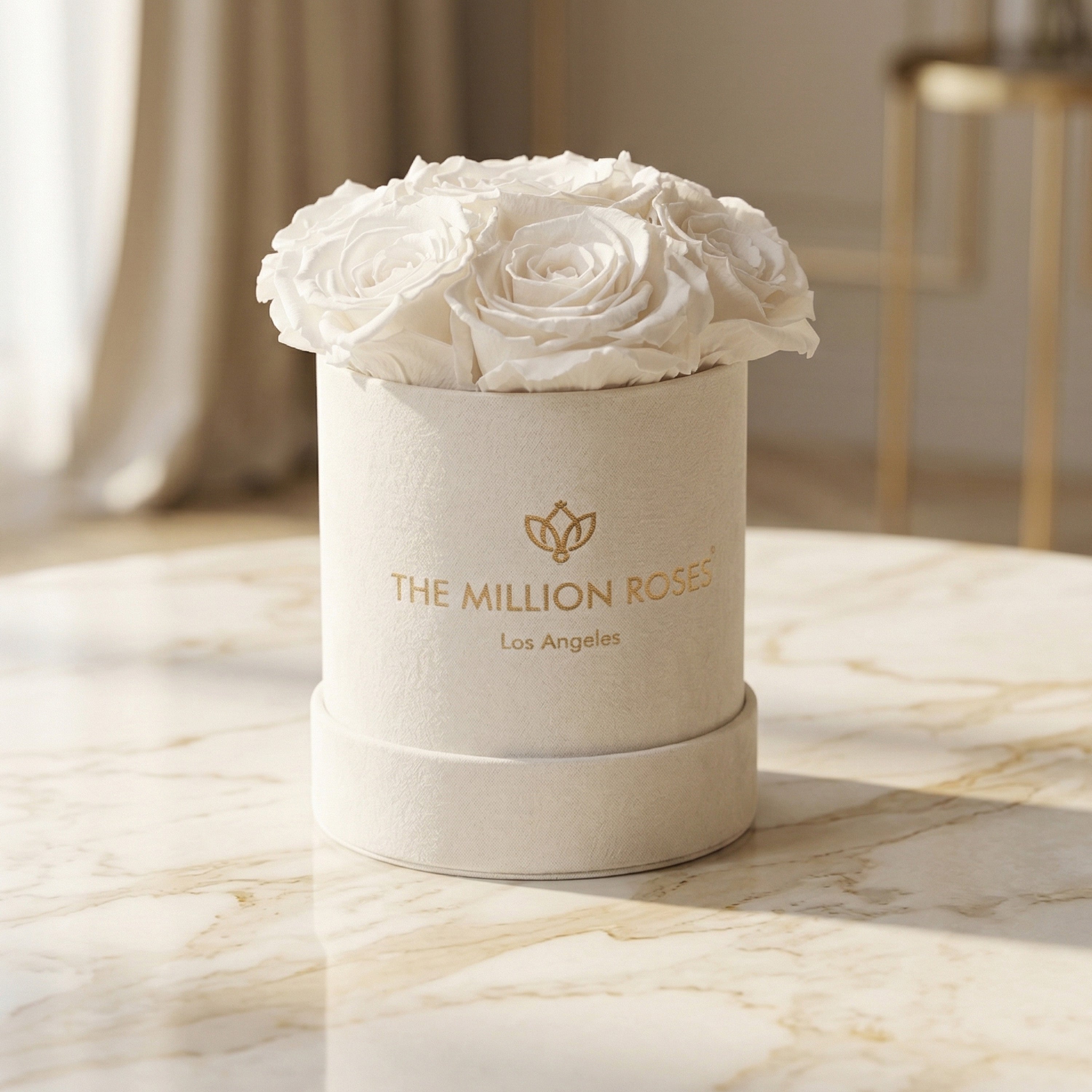 Basic Beige Suede Box | White Roses