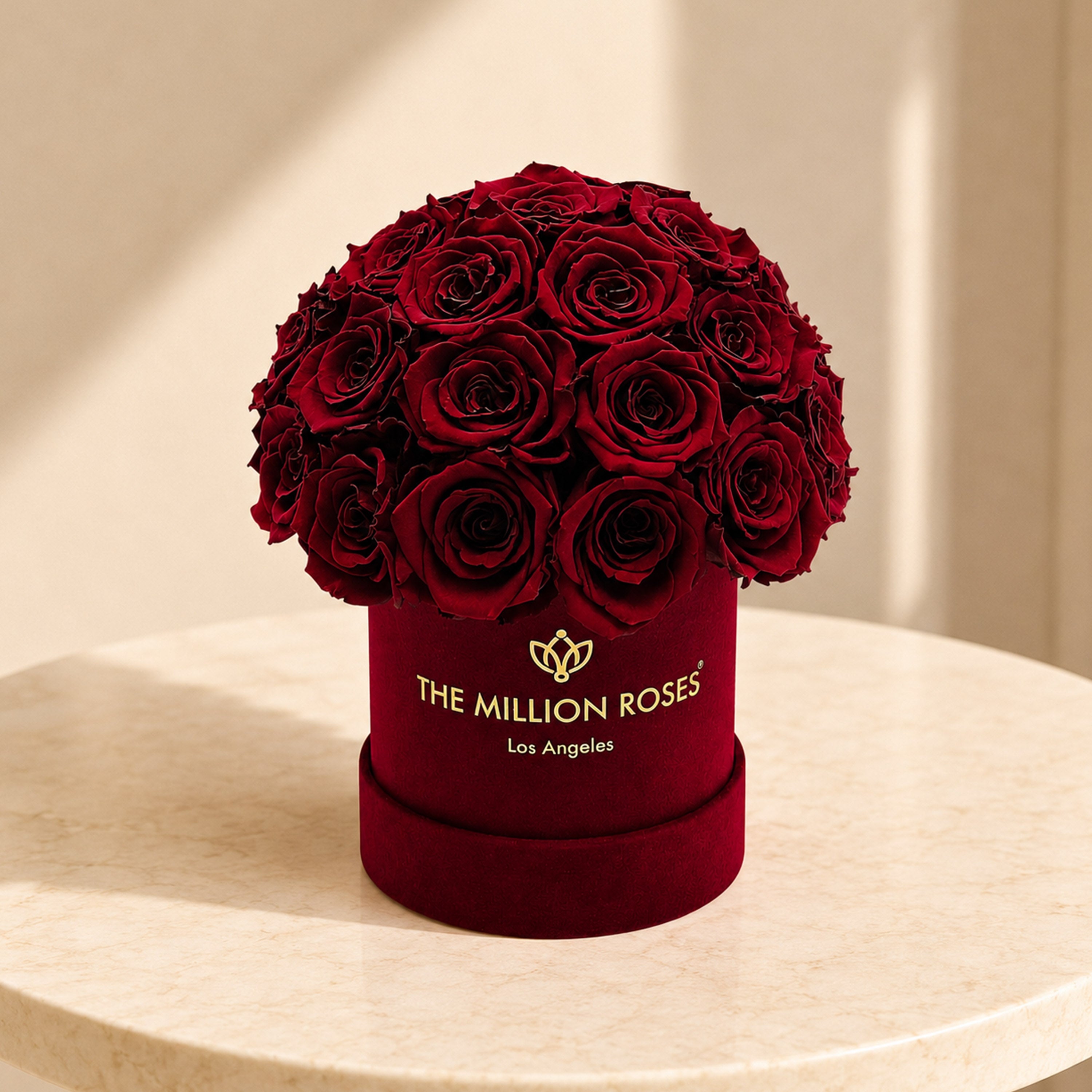 Basic Bordeaux Suede Superdome Box | Burgundy Roses