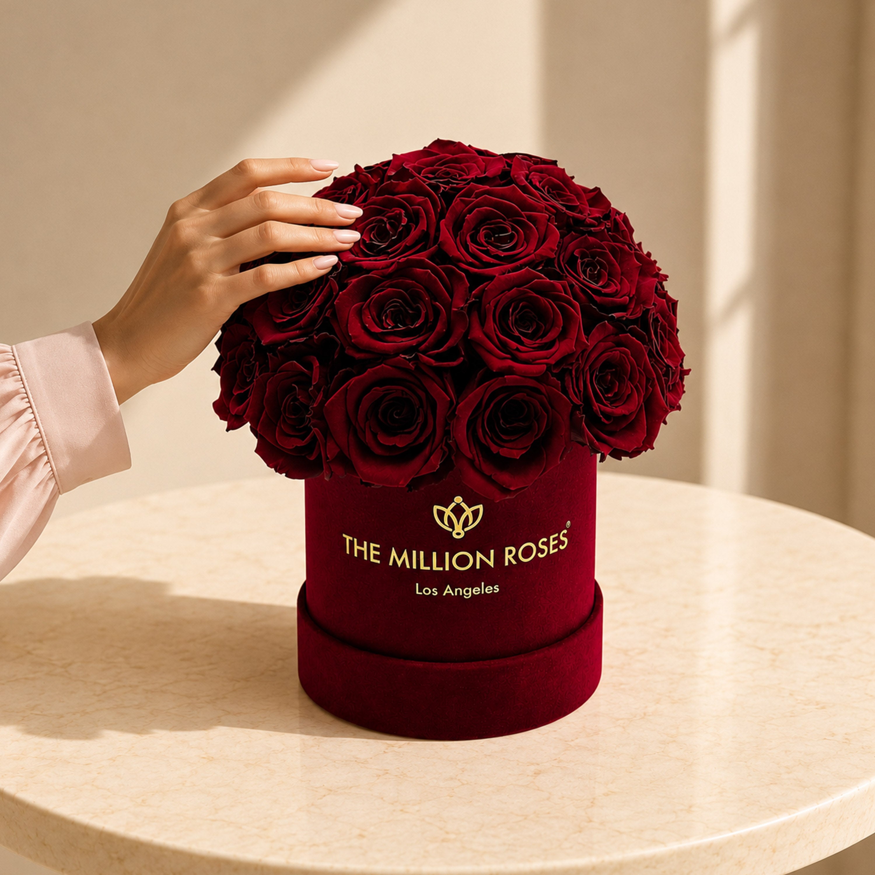 Basic Bordeaux Suede Superdome Box | Burgundy Roses