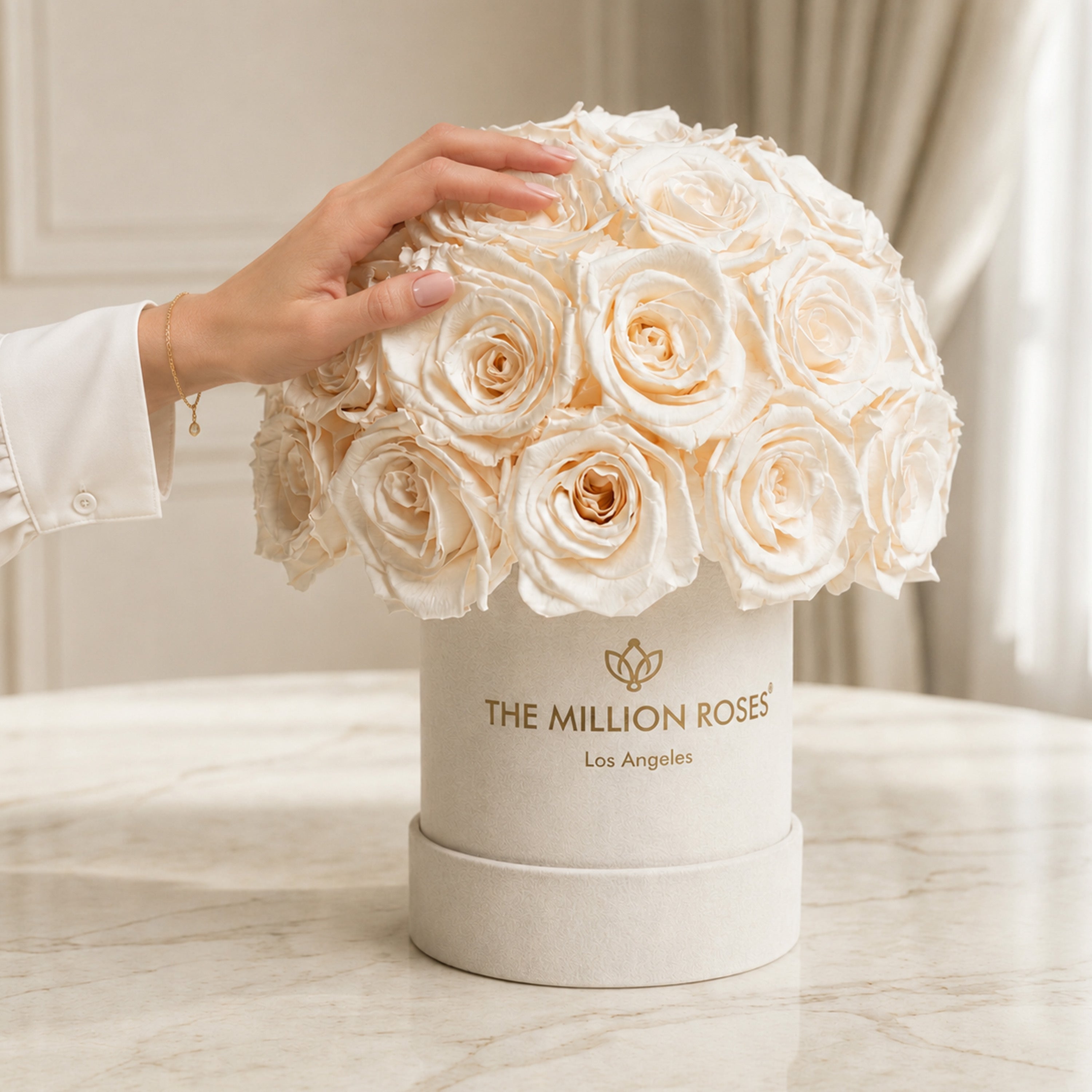 Basic Beige Suede Superdome Box | White Roses