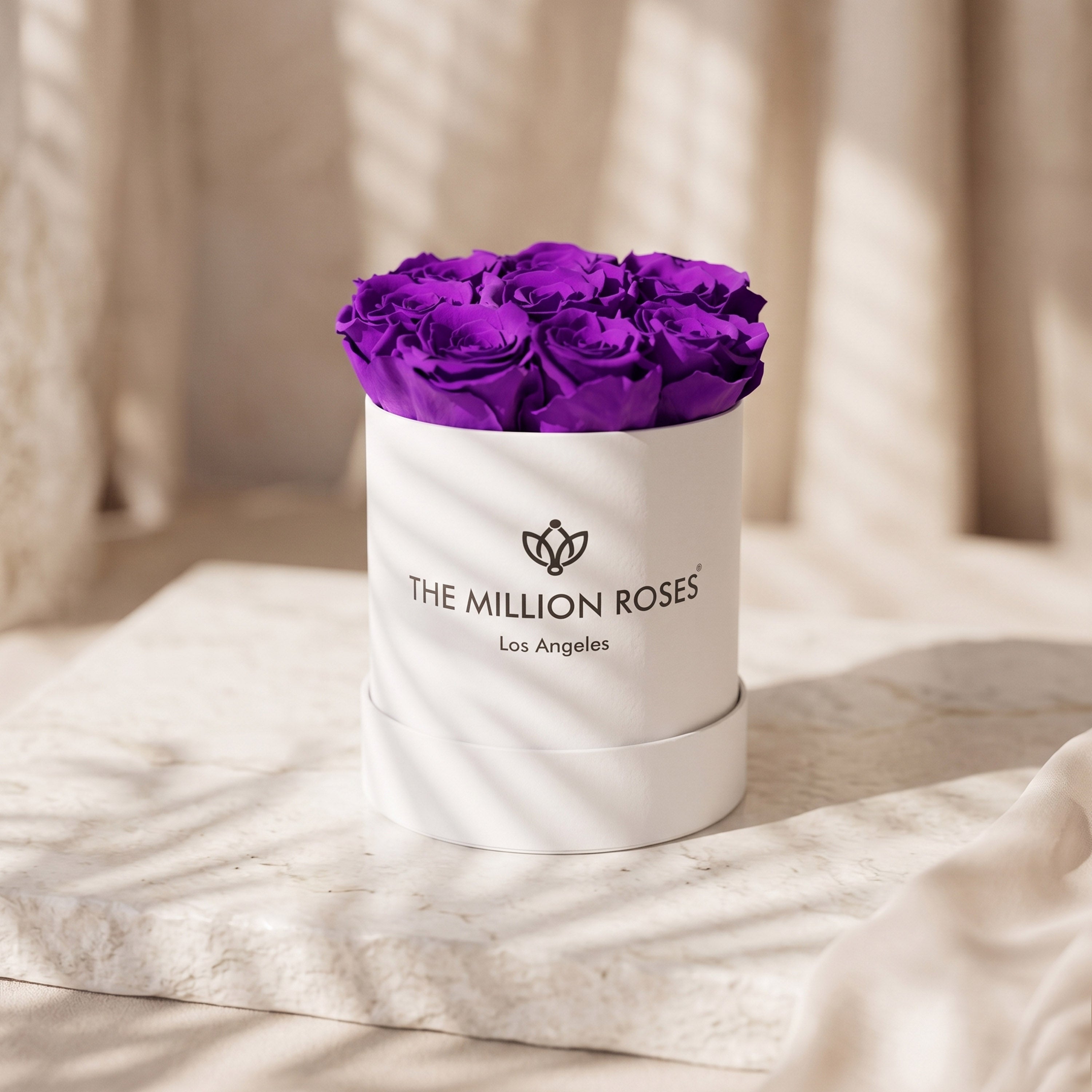 Basic White Box | Bright Purple Roses