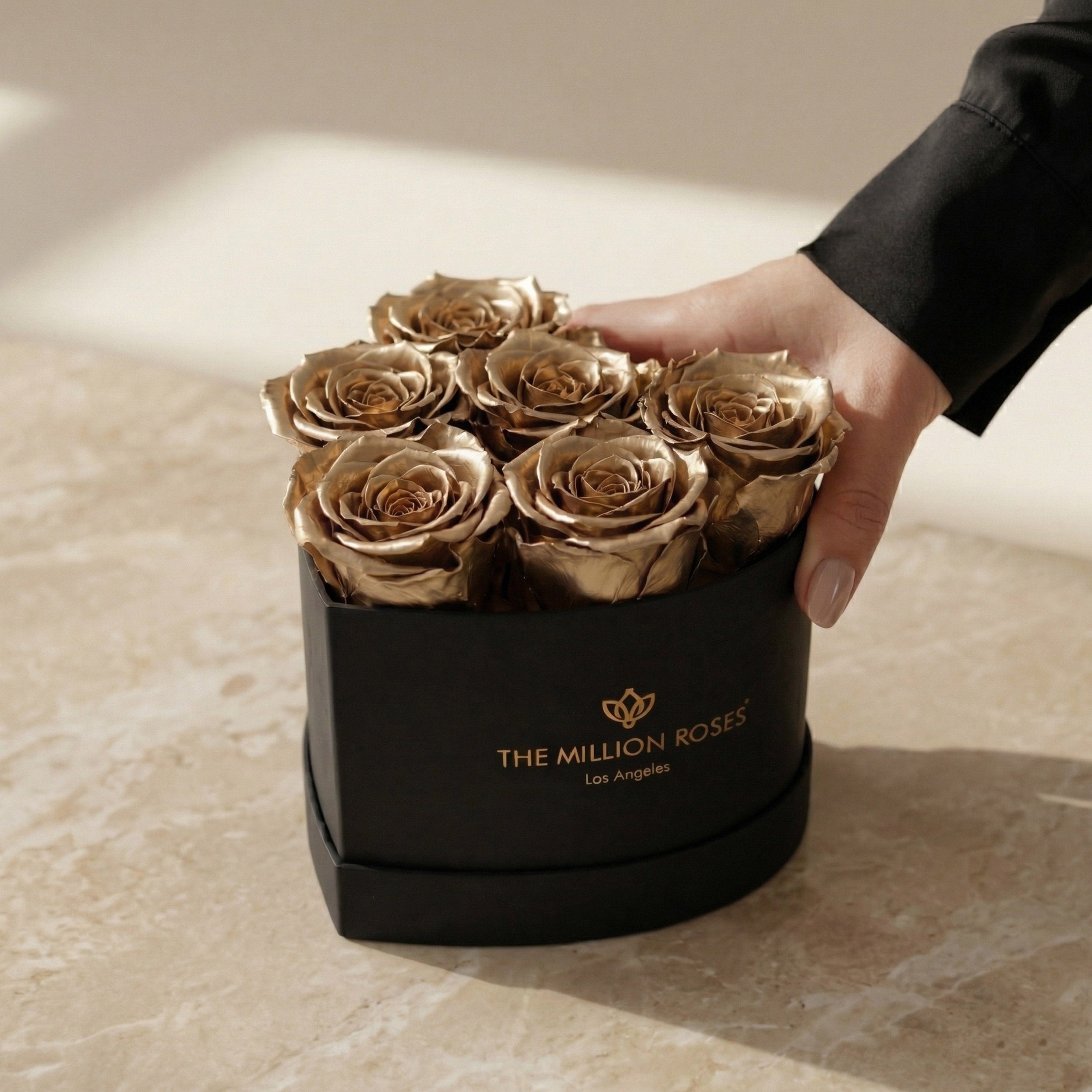Baby Heart Black Box | Gold Roses