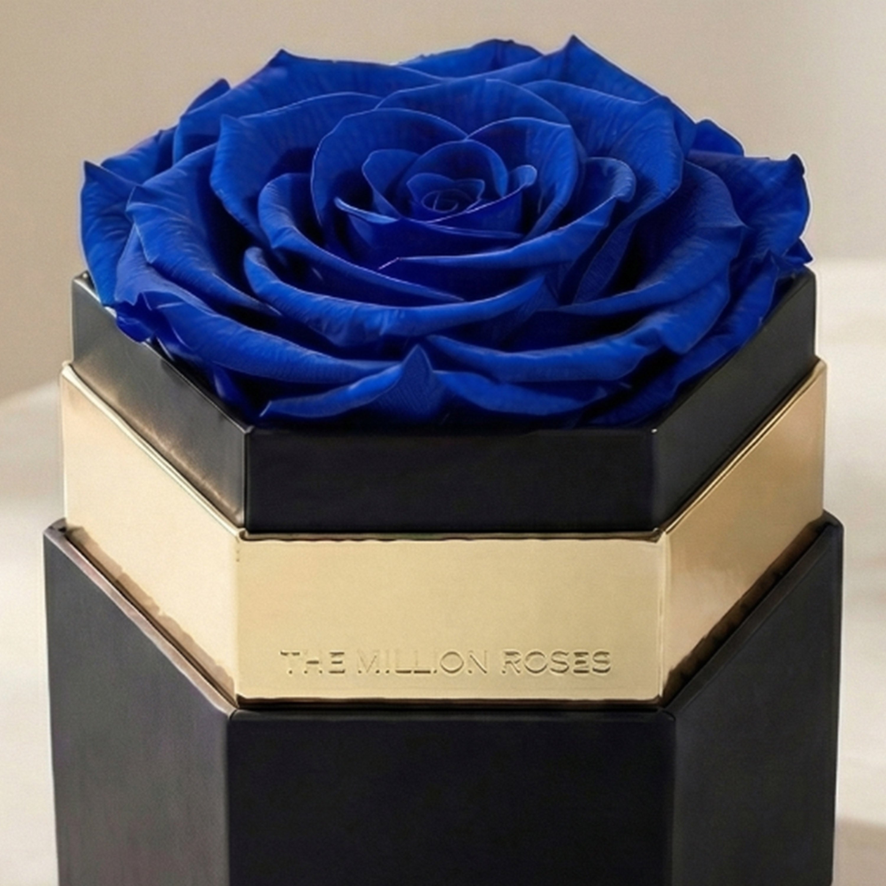 One in a Million™ Black Hexagon Box | Royal Blue Rose