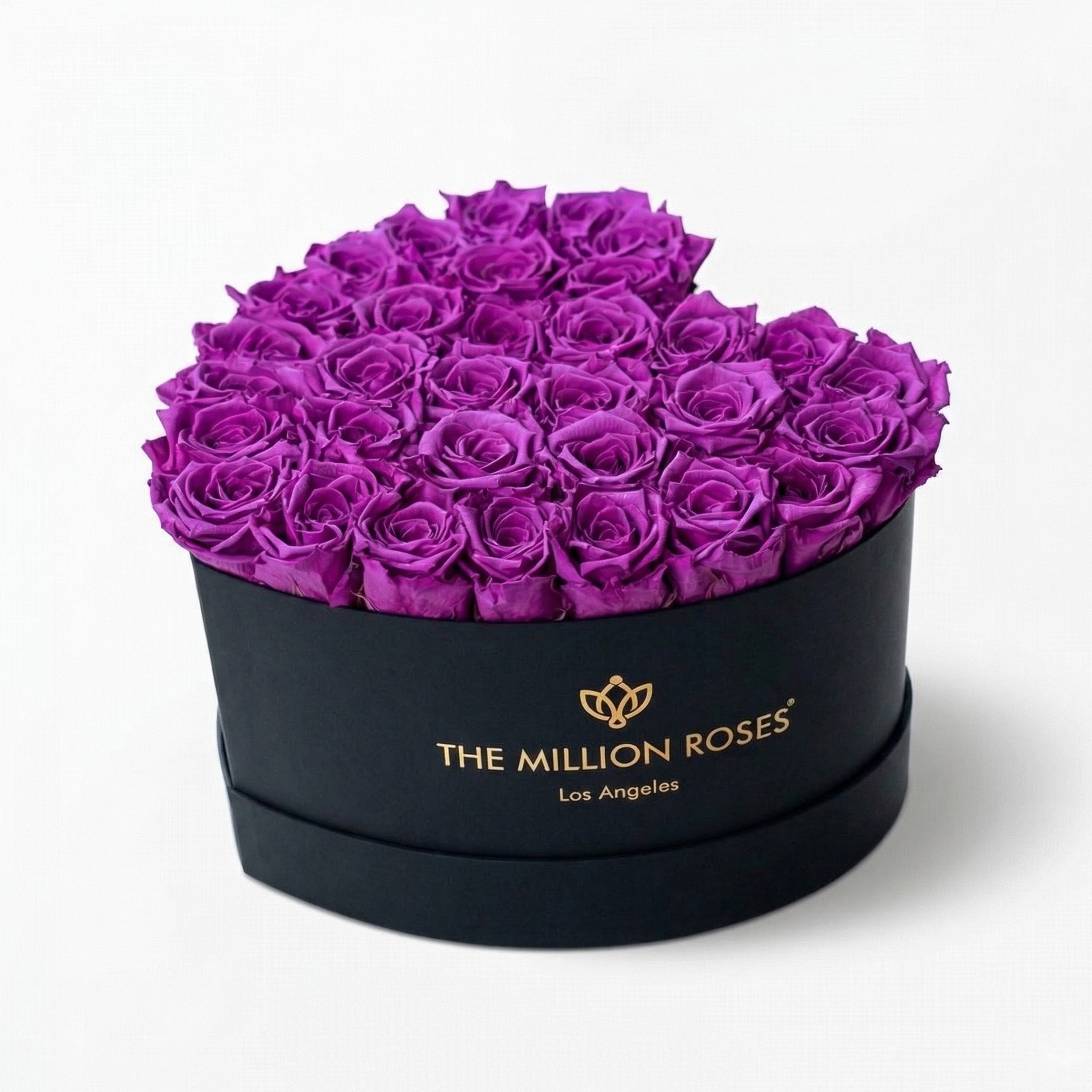 Heart Black Box | Bright Purple Roses