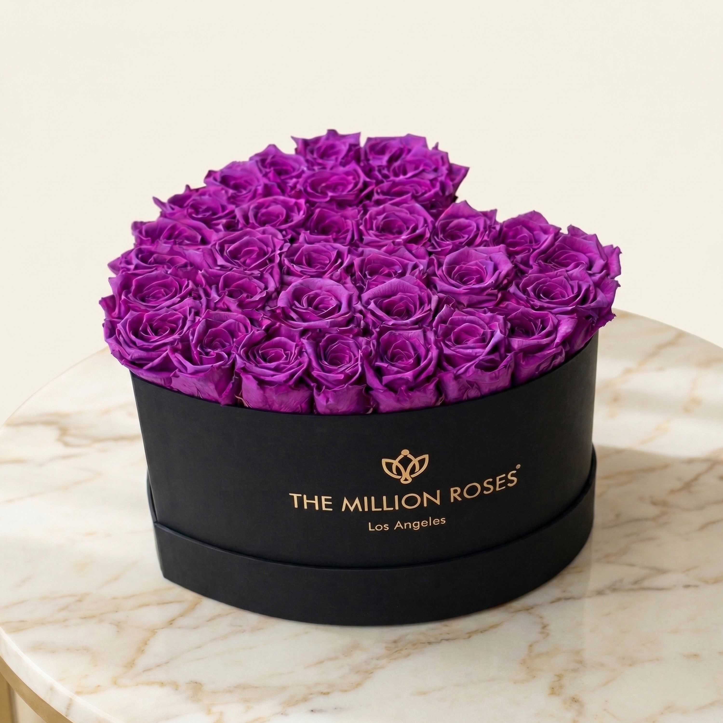 Heart Black Box | Bright Purple Roses