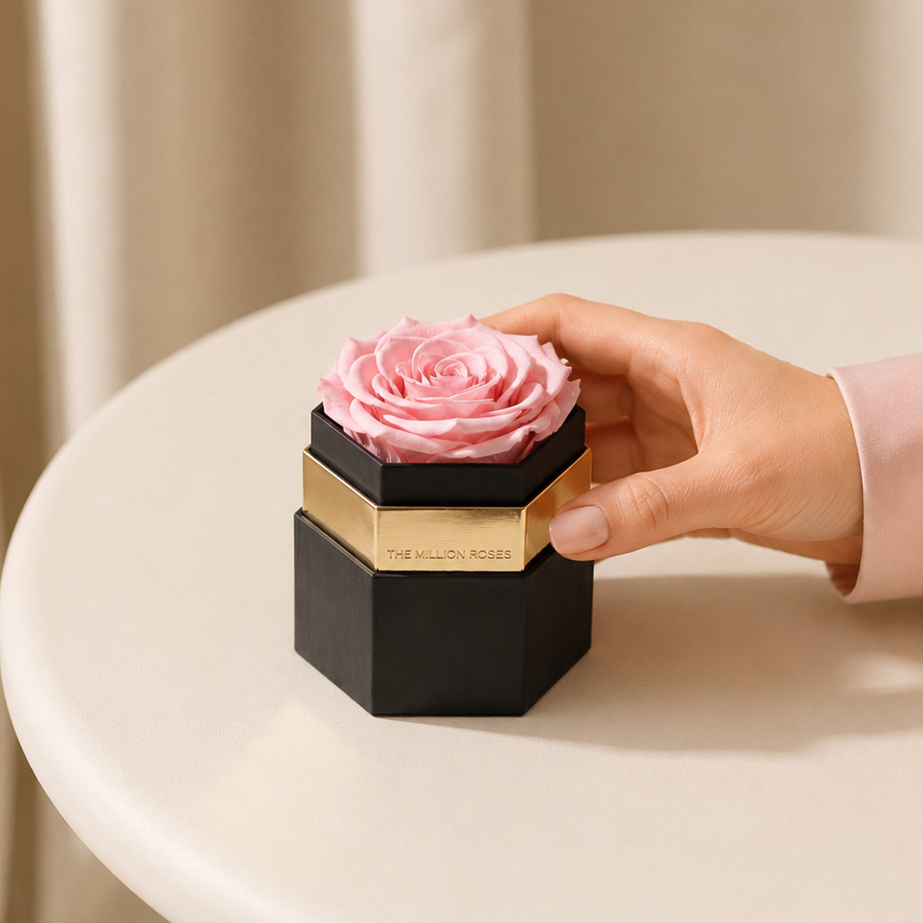 One in a Million™ Black Hexagon Box | Light Pink Rose