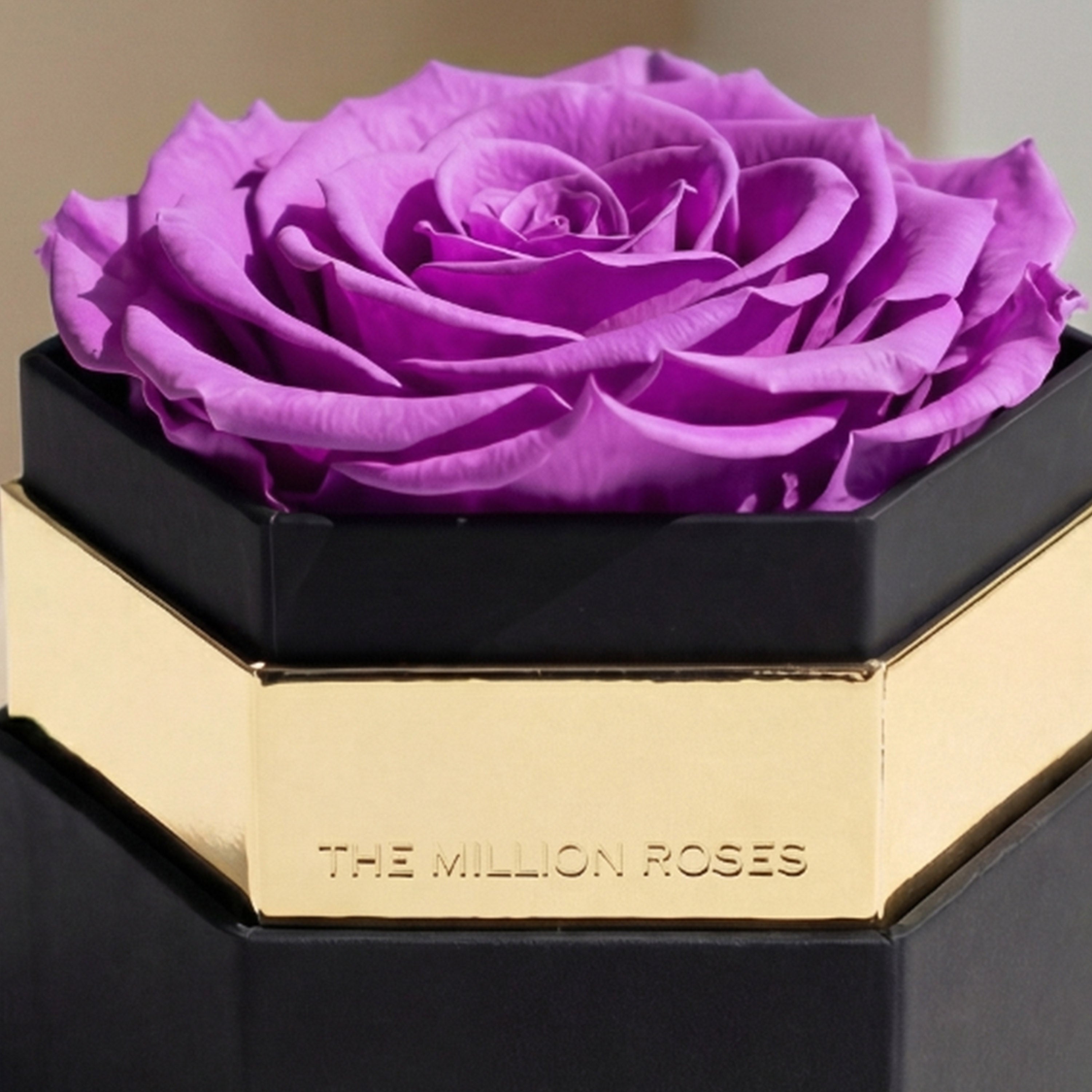 One in a Million™ Black Hexagon Box | Bright Purple Rose