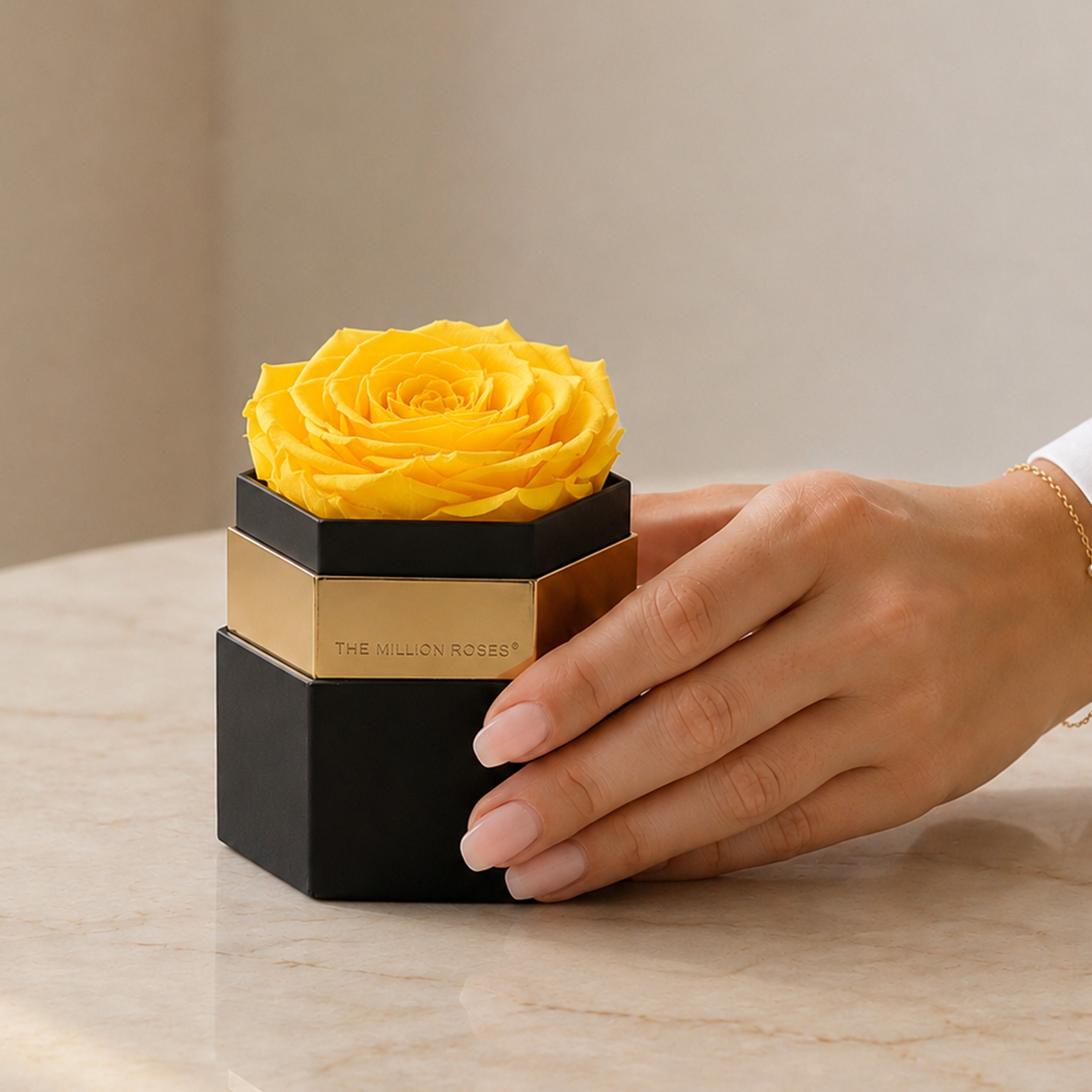 One in a Million™ Black Hexagon Box | Yellow Rose