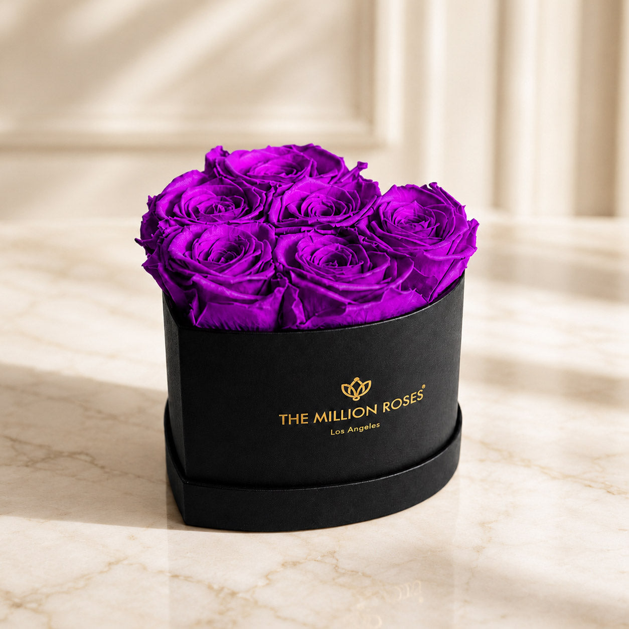Baby Heart Black Box | Bright Purple Roses
