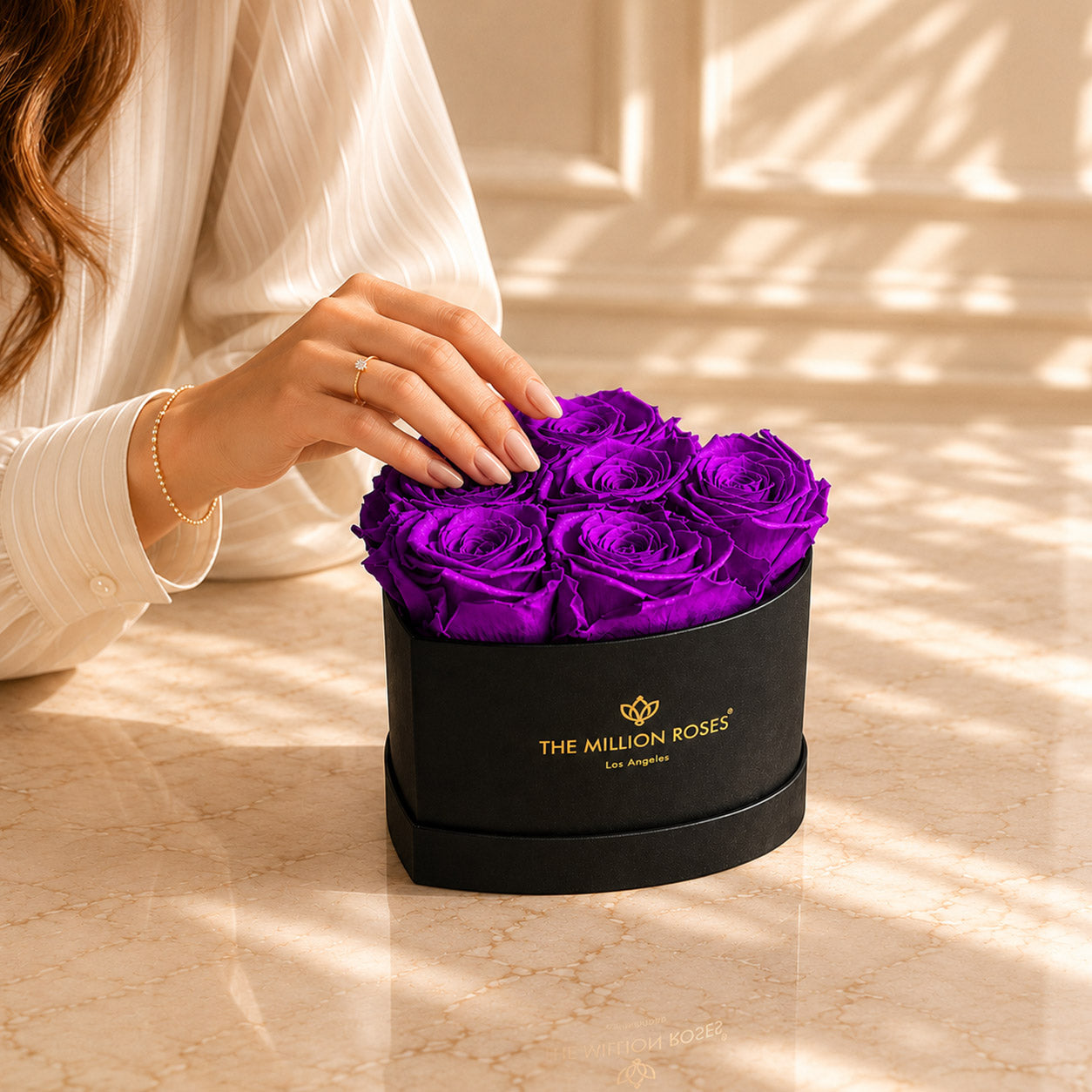 Baby Heart Black Box | Bright Purple Roses