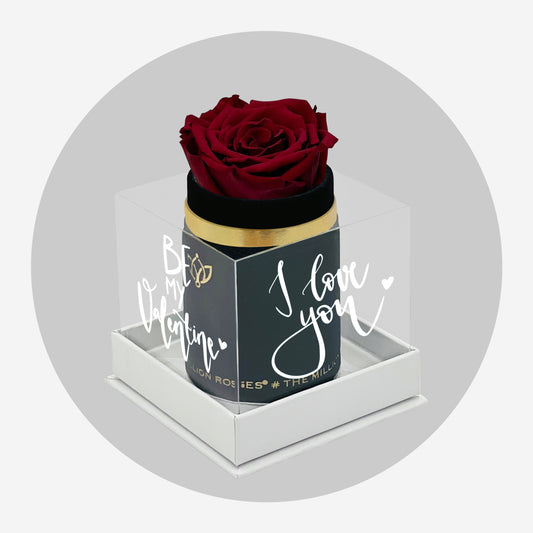 Single Black Suede Box | Limited Love Note Edition | Red Rose