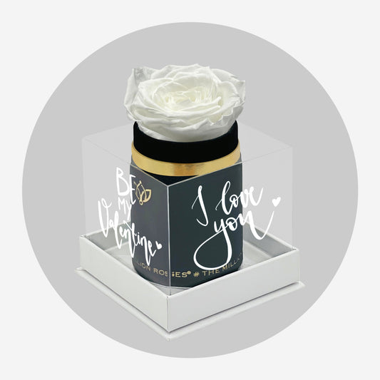 Single Black Suede Box | Limited Love Note Edition | White Rose