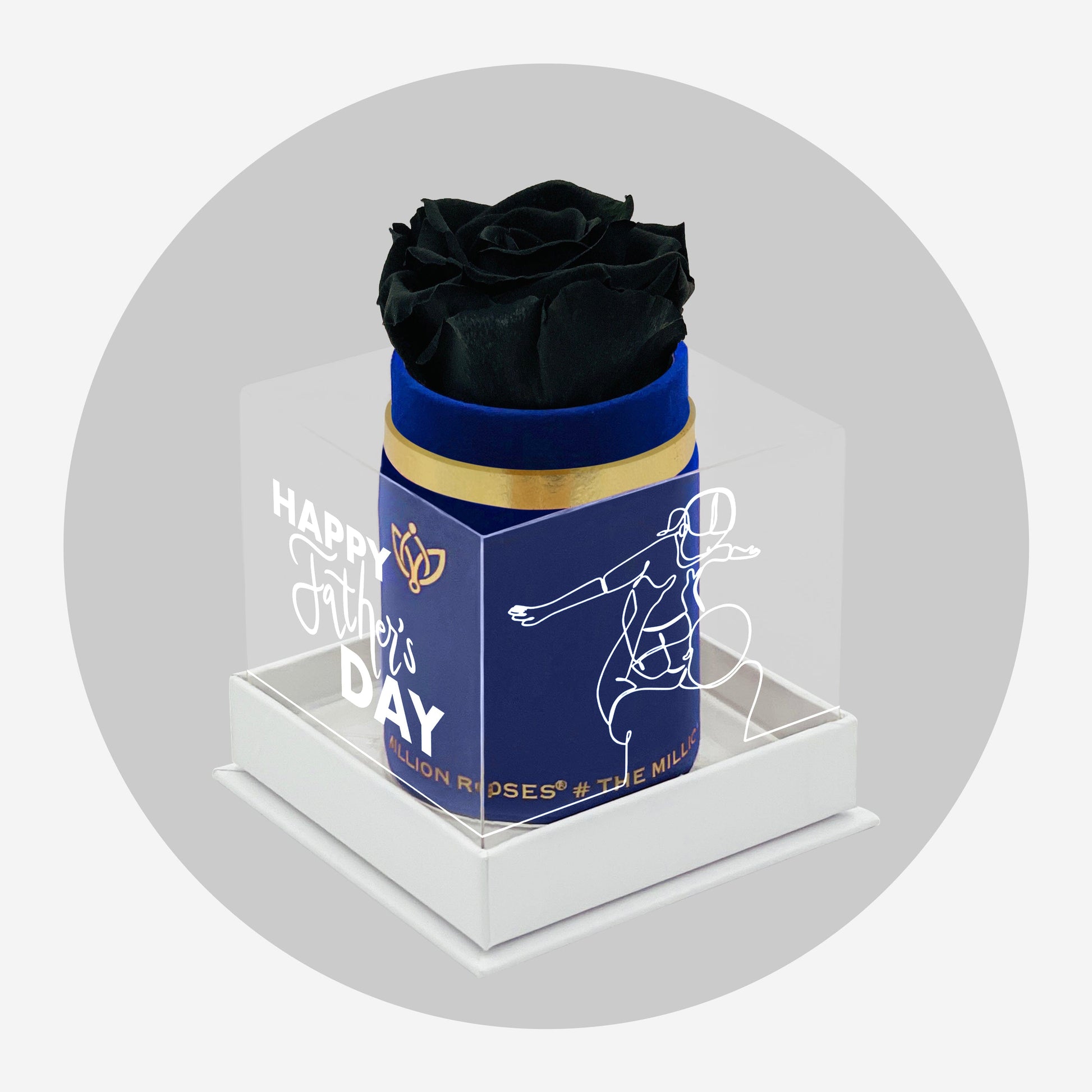 Single Royal Blue Suede Box | Limited Father's Love Edition | Black Rose - The Million Roses