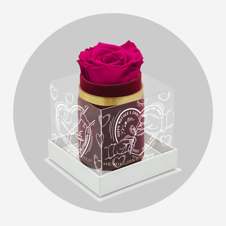 Single Bordový Suede Box | Limited Mother's Love Edition | Sýto rúžová ruža